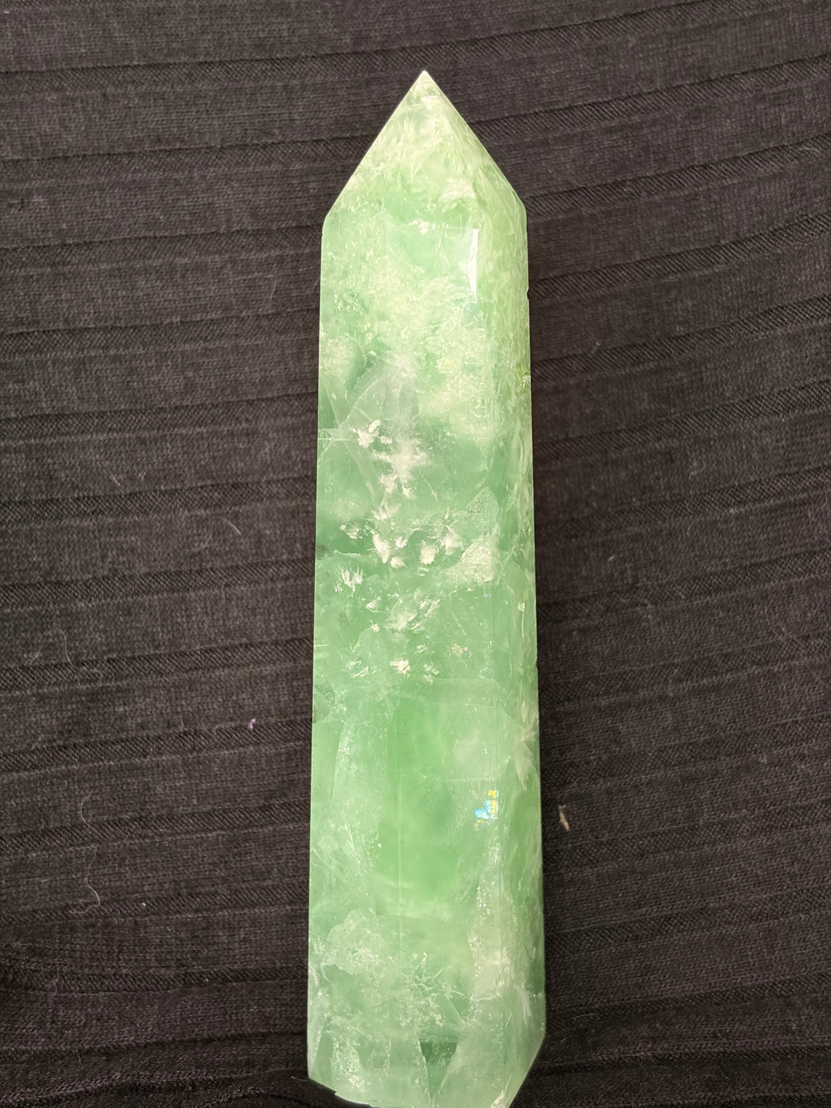 Green Feather Fluorite Point