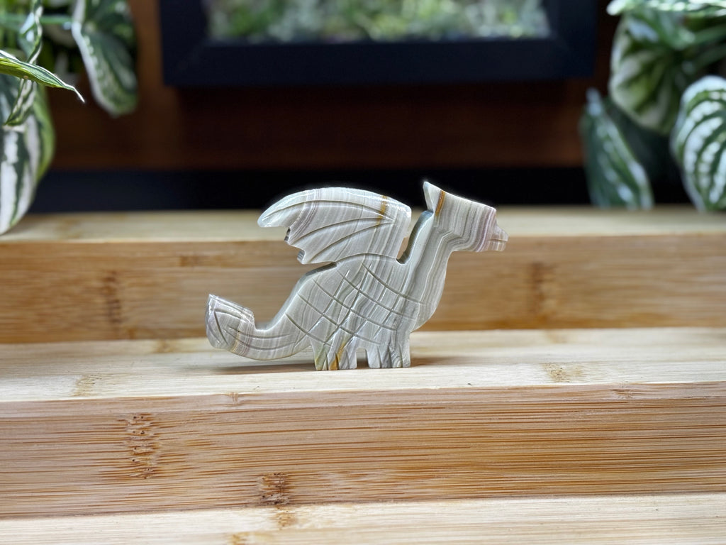 Banded Calcite Dragon Carving