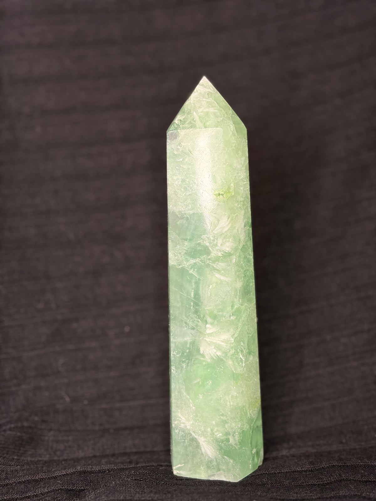 Green Feather Fluorite Point