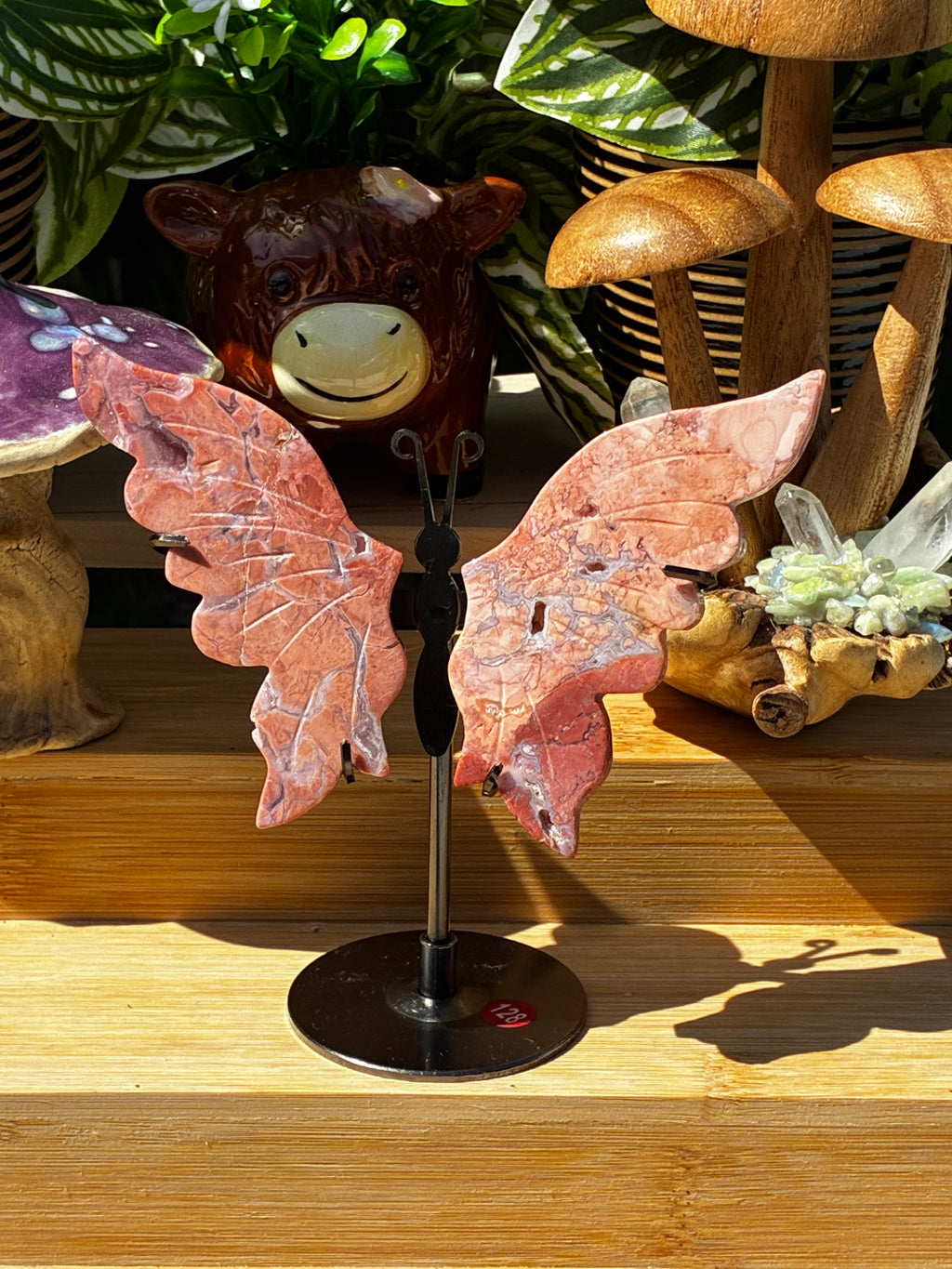 Pink Flower Agate Butterfly Wings