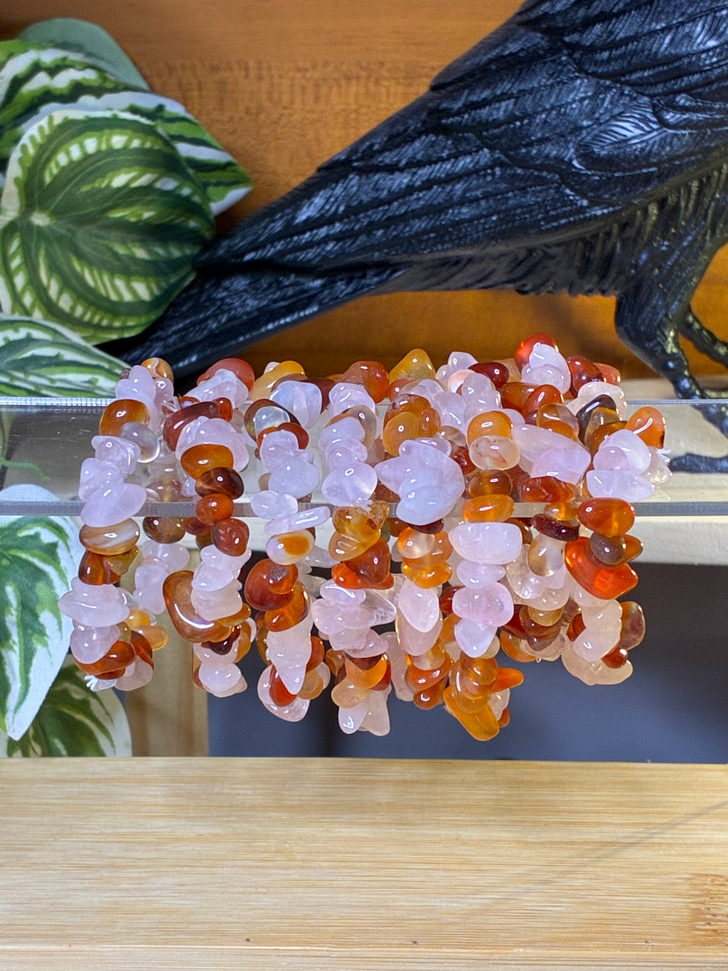 Carnelian + Rose Quartz Chip Bracelets