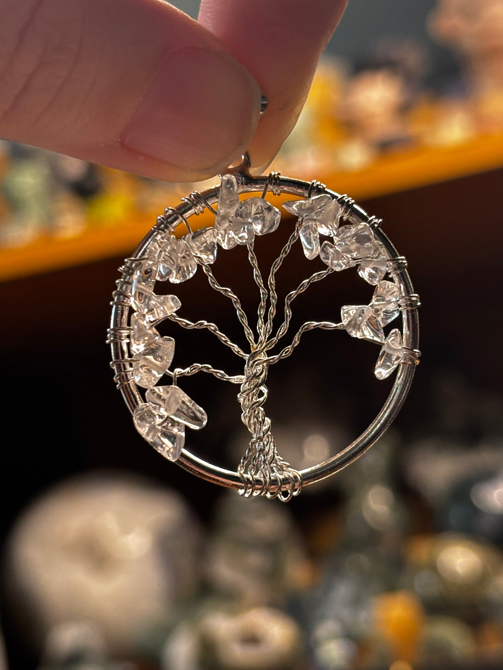 Clear Quartz Tree Of Life Pendant
