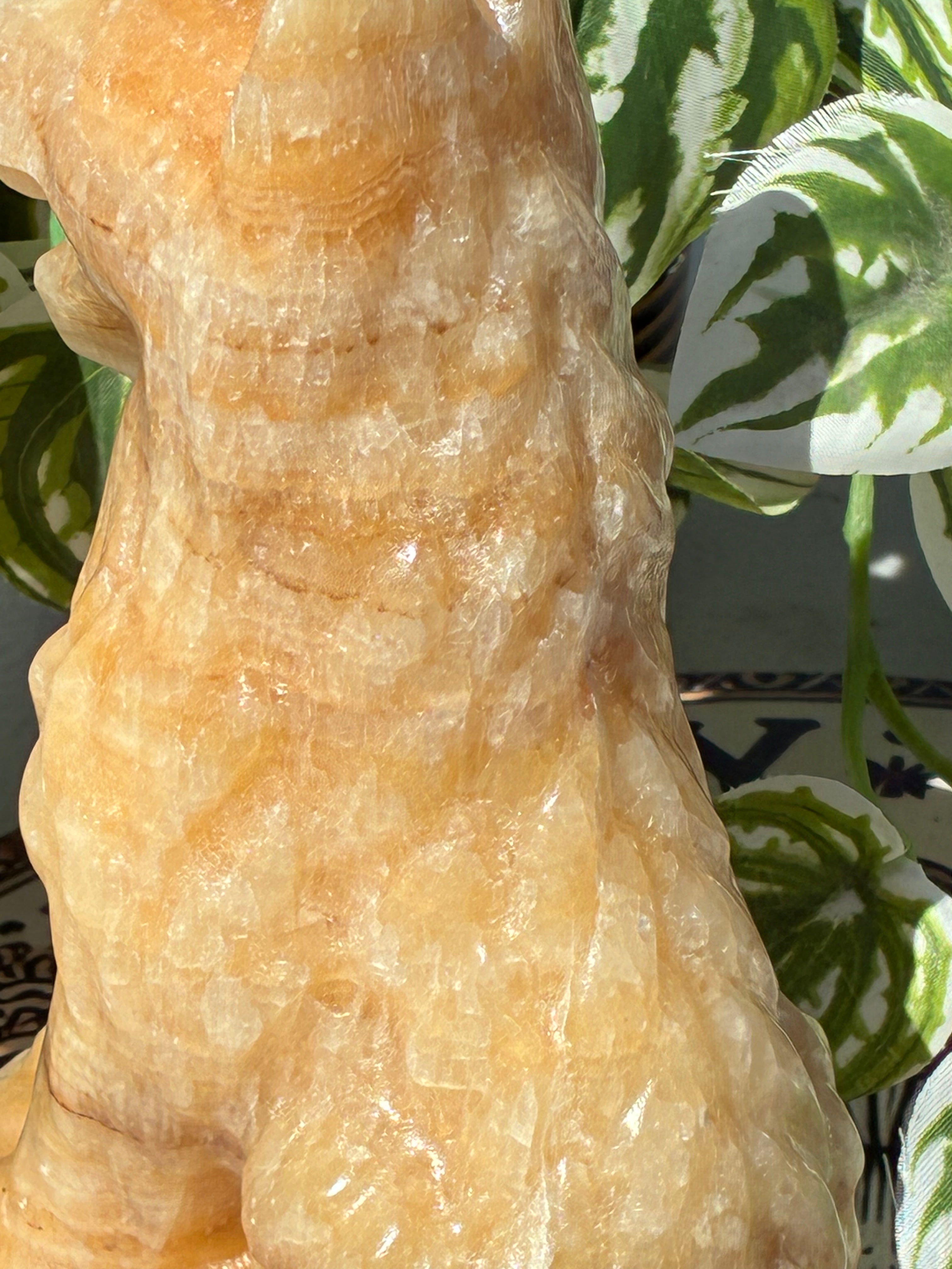 Orange Calcite Dog Carving
