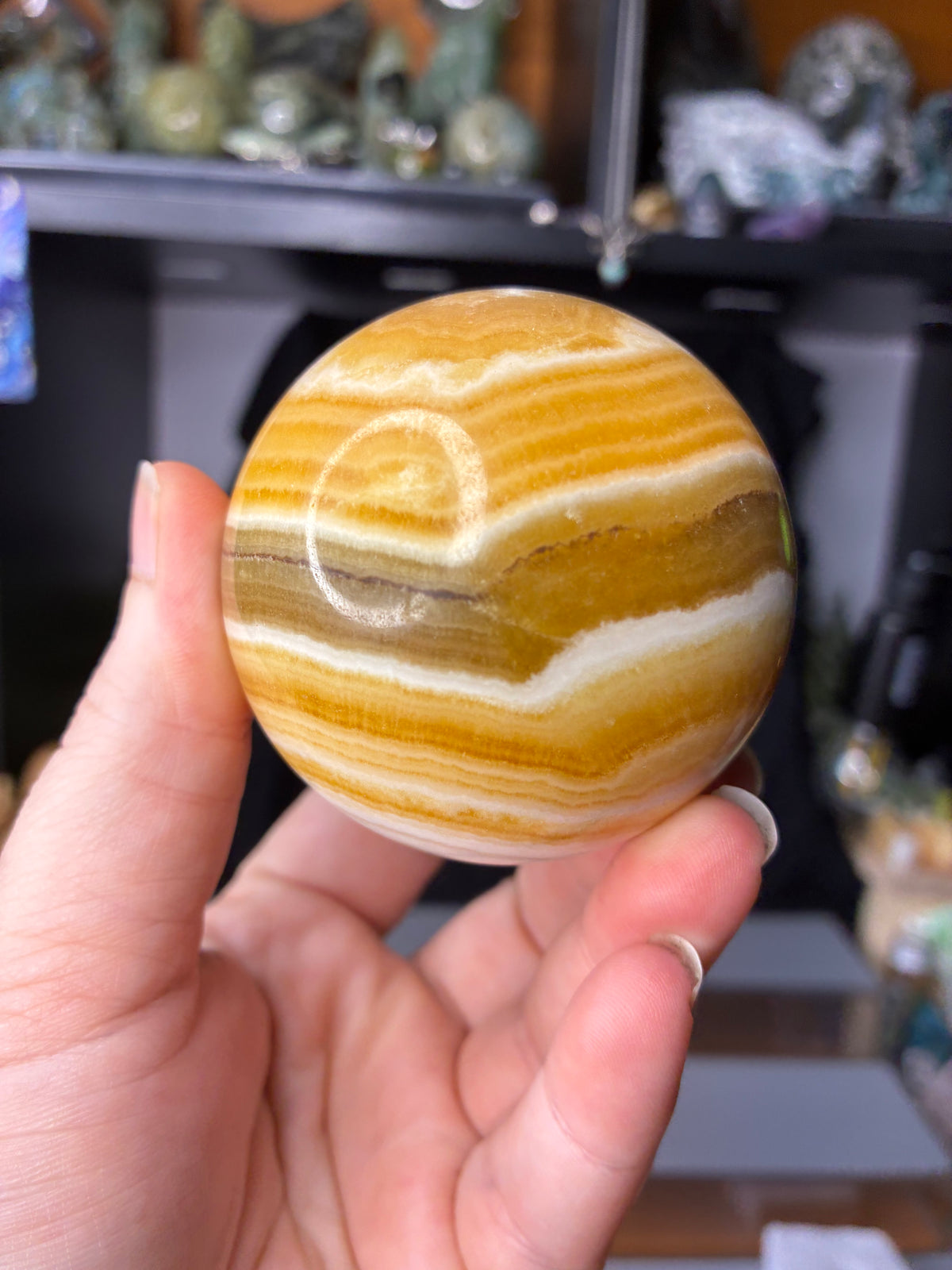 Orange Banded Calcite Sphere