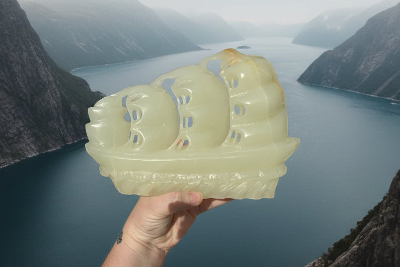 Afghan Jade Ship Carving