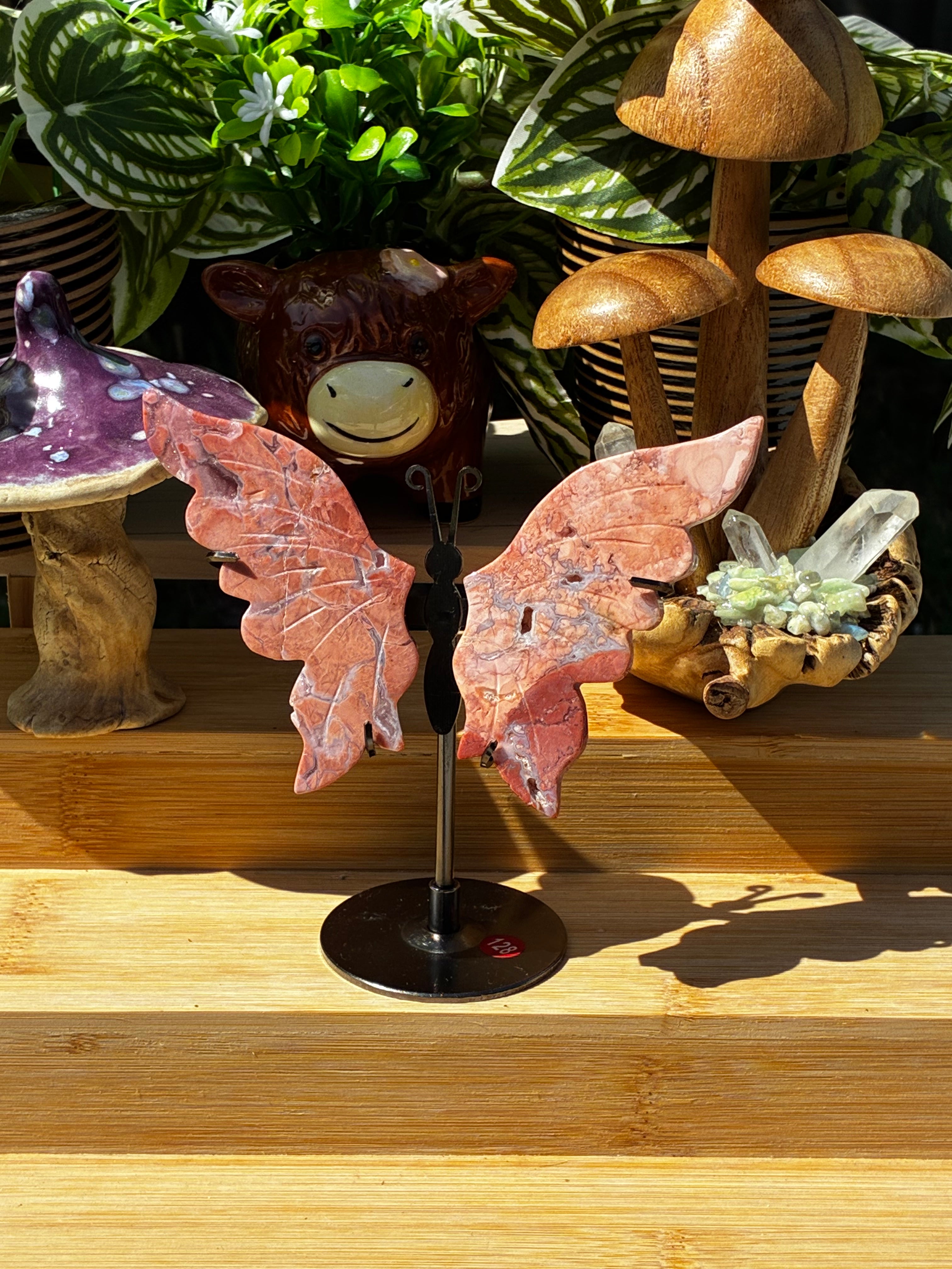 Pink Flower Agate Butterfly Wings