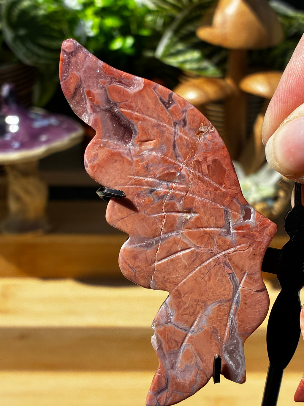 Pink Flower Agate Butterfly Wings