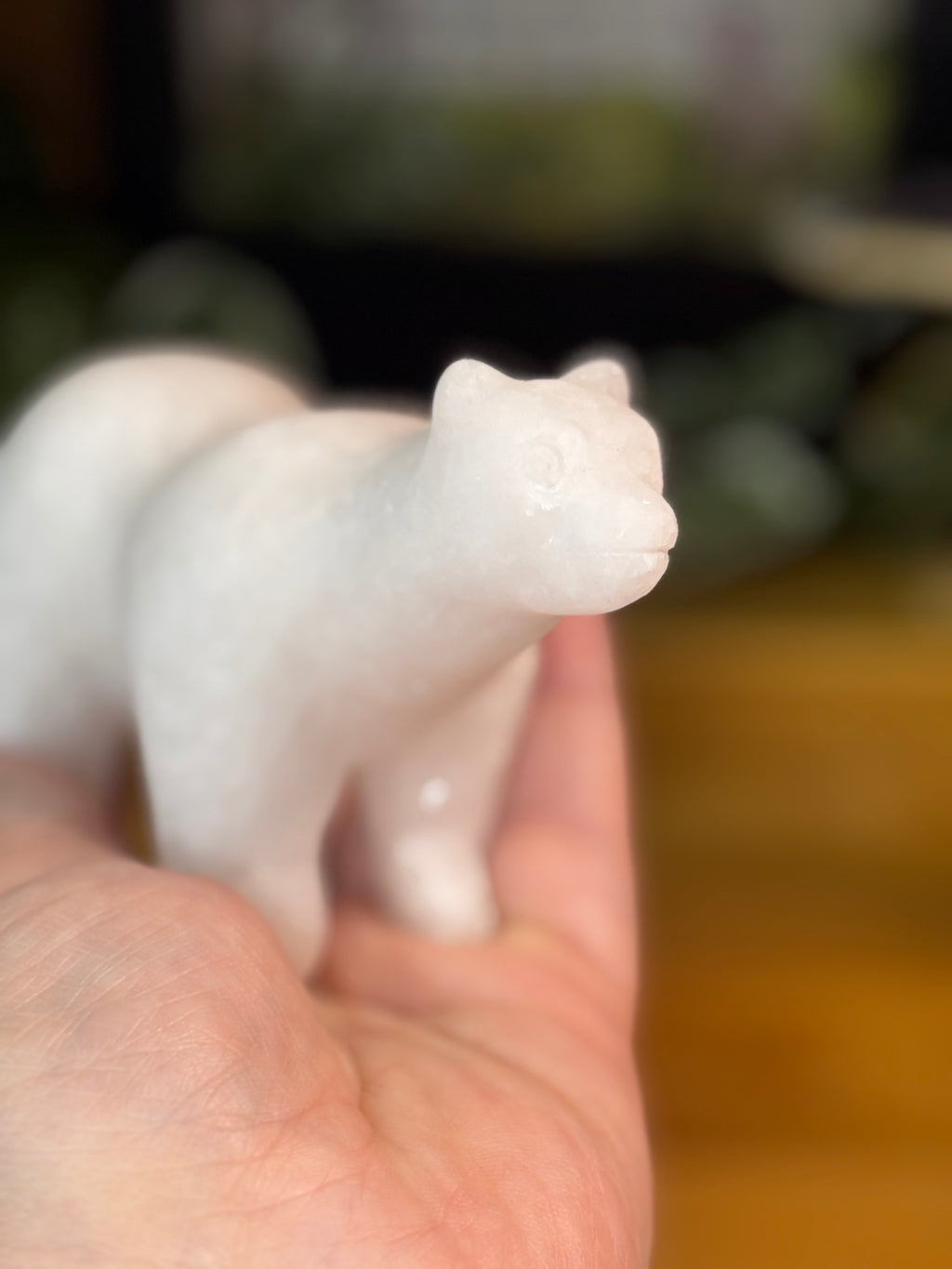 White Jade Polar Bear Carving