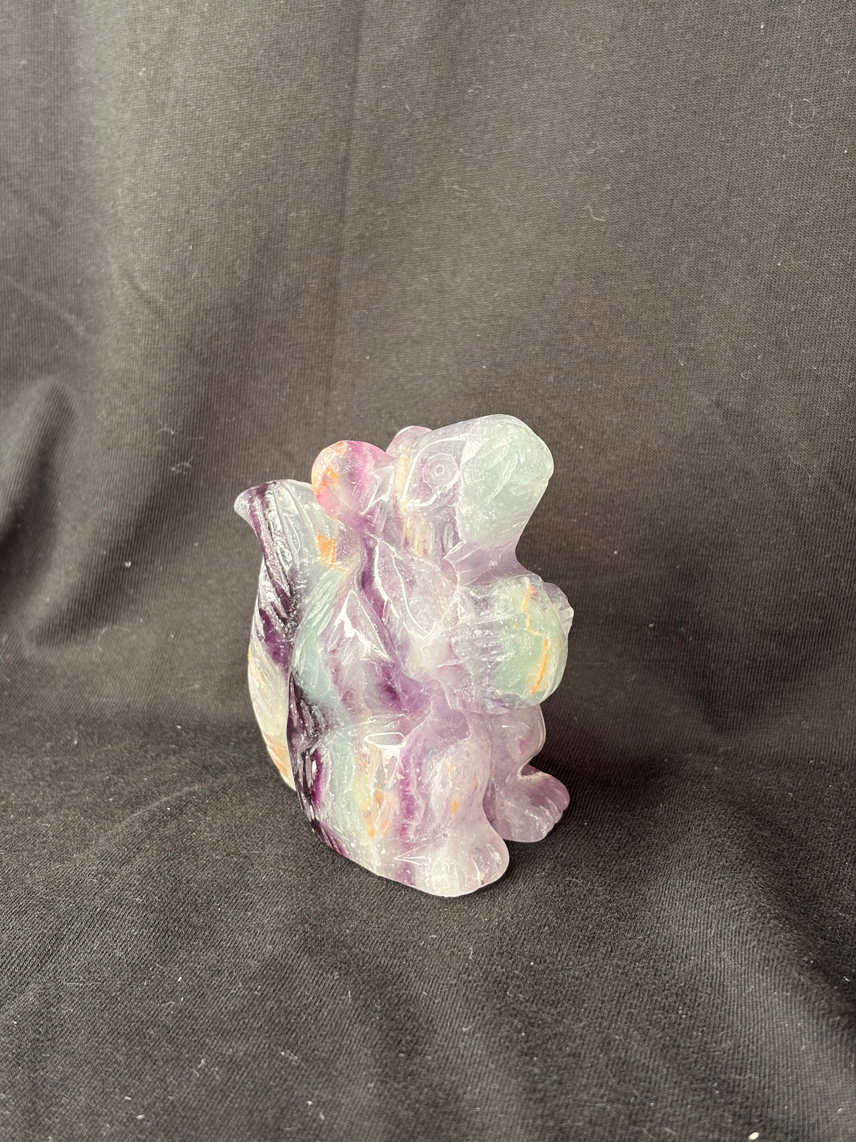 Rainbow Fluorite Squirrel Carving