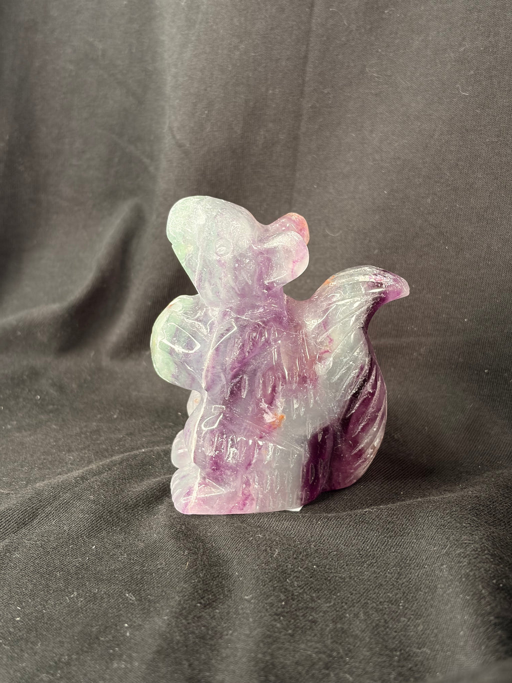 Rainbow Fluorite Squirrel Carving