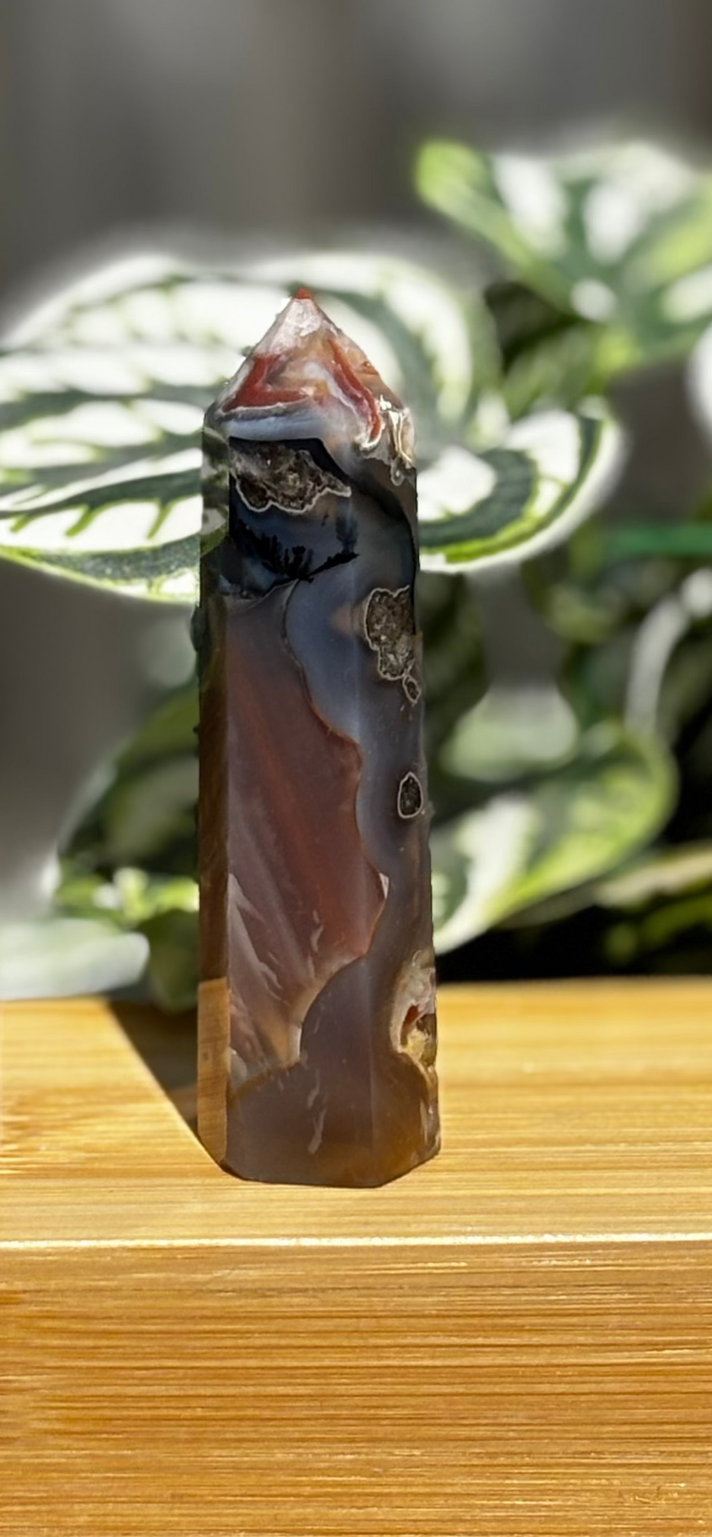 Flower Agate Point with Carnelian