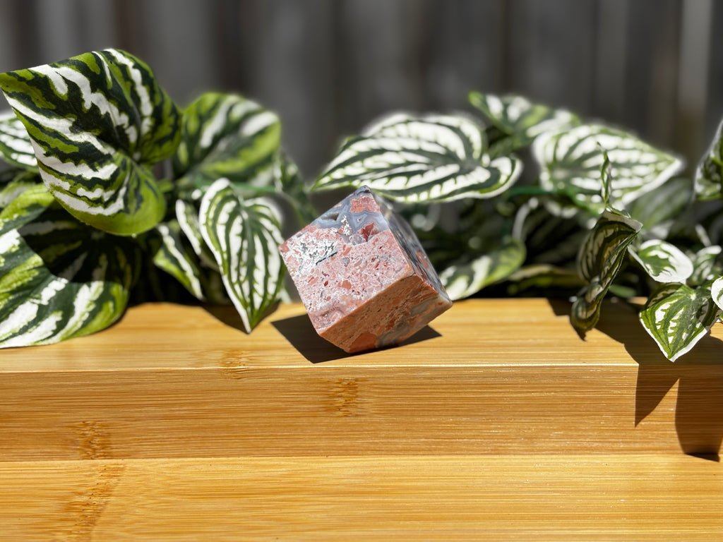 Pink Petal Agate Cube - Self Standing