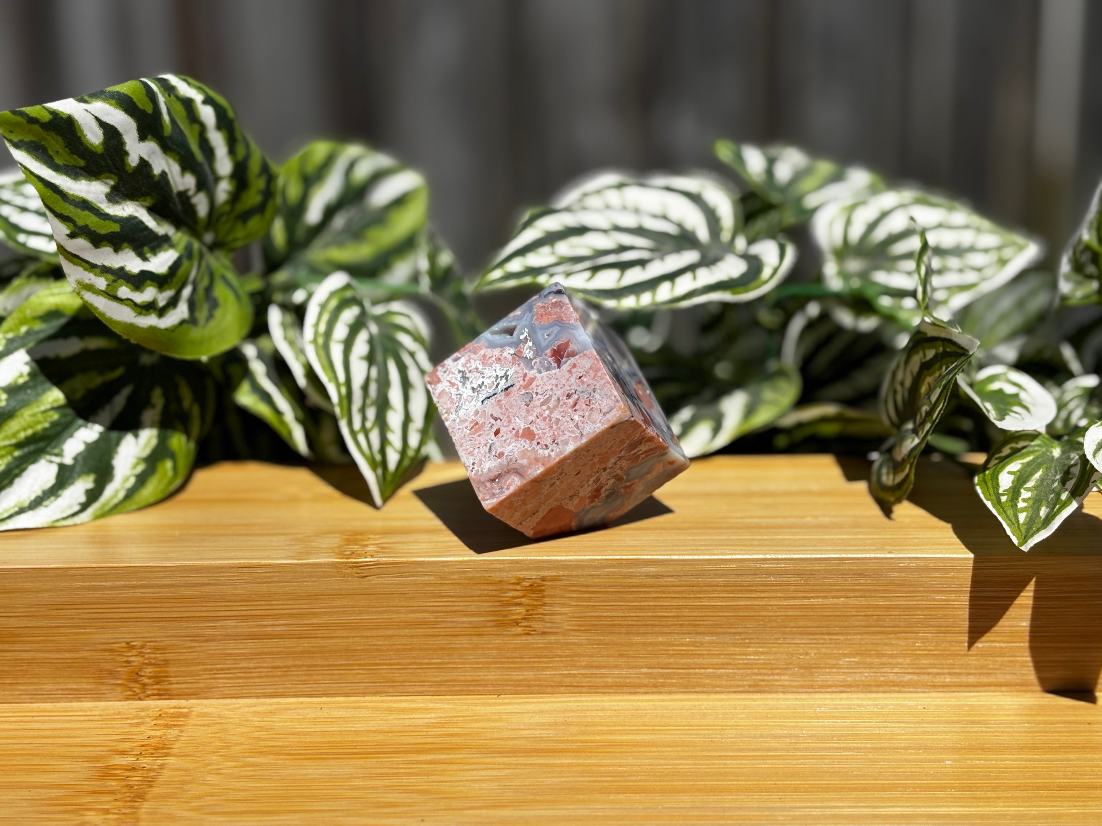 Pink Petal Agate Cube - Self Standing