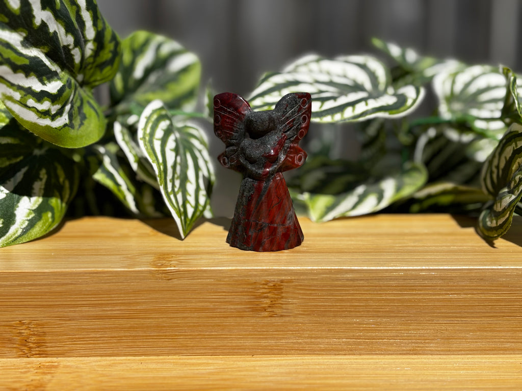 Brecciated Red Jasper Angel Carving