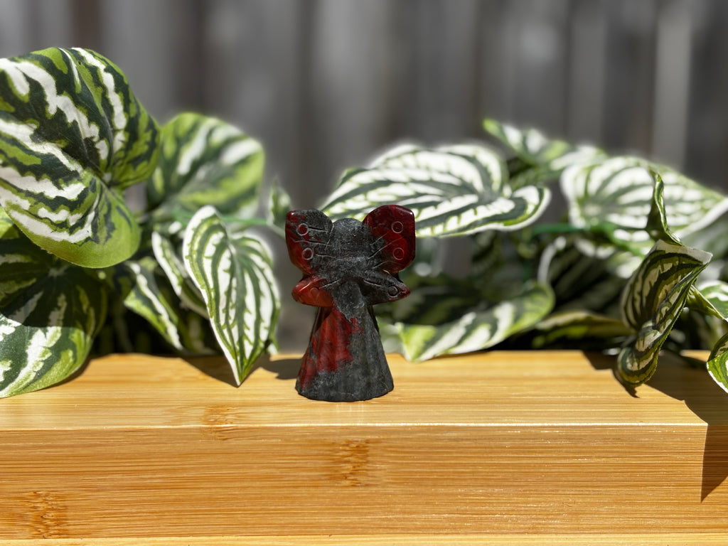 Brecciated Red Jasper Angel Carving
