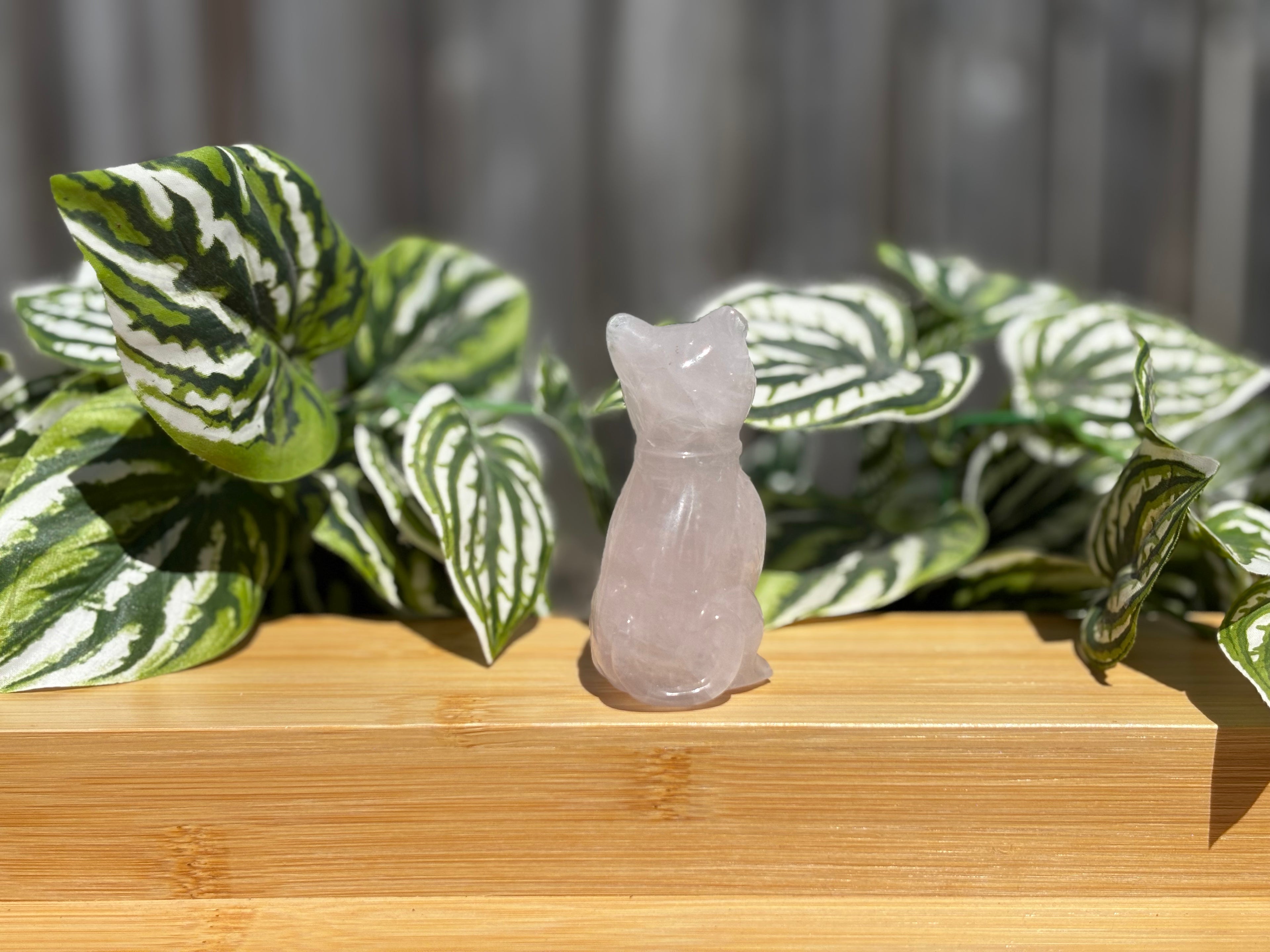 Rose Quartz Cat Carving