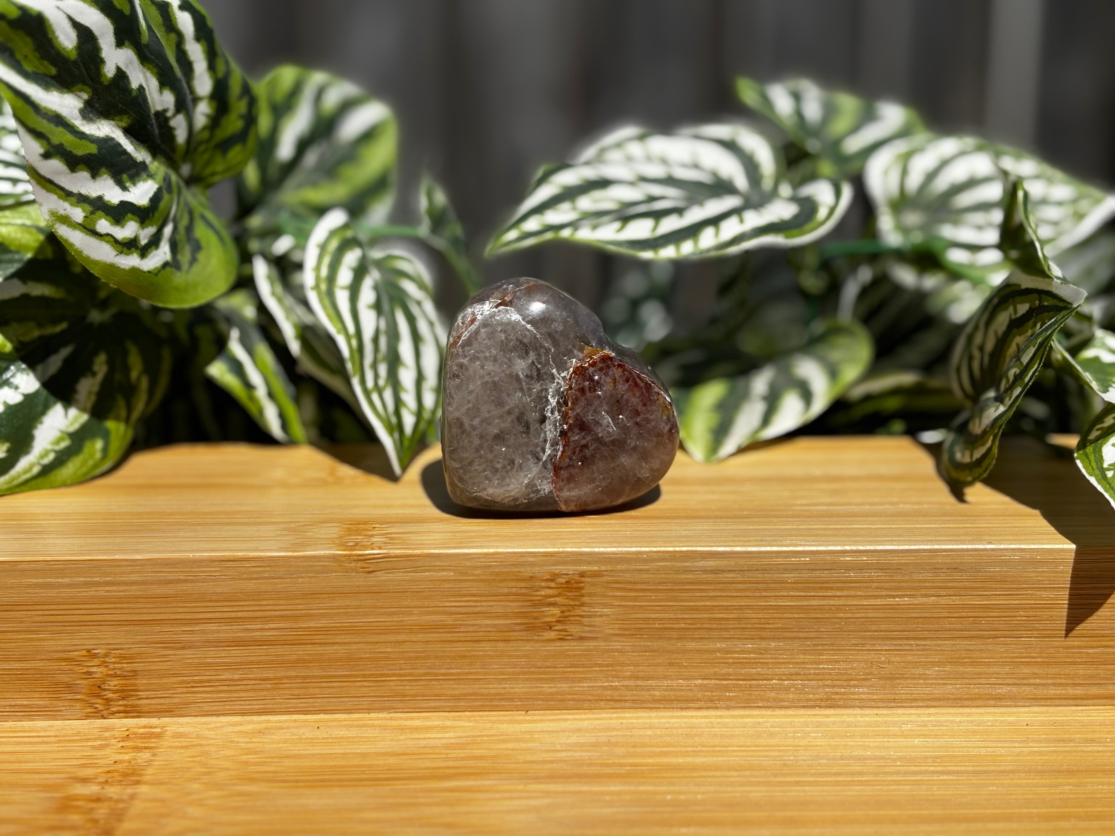 Smokey Quartz Heart with Fire Inclusion