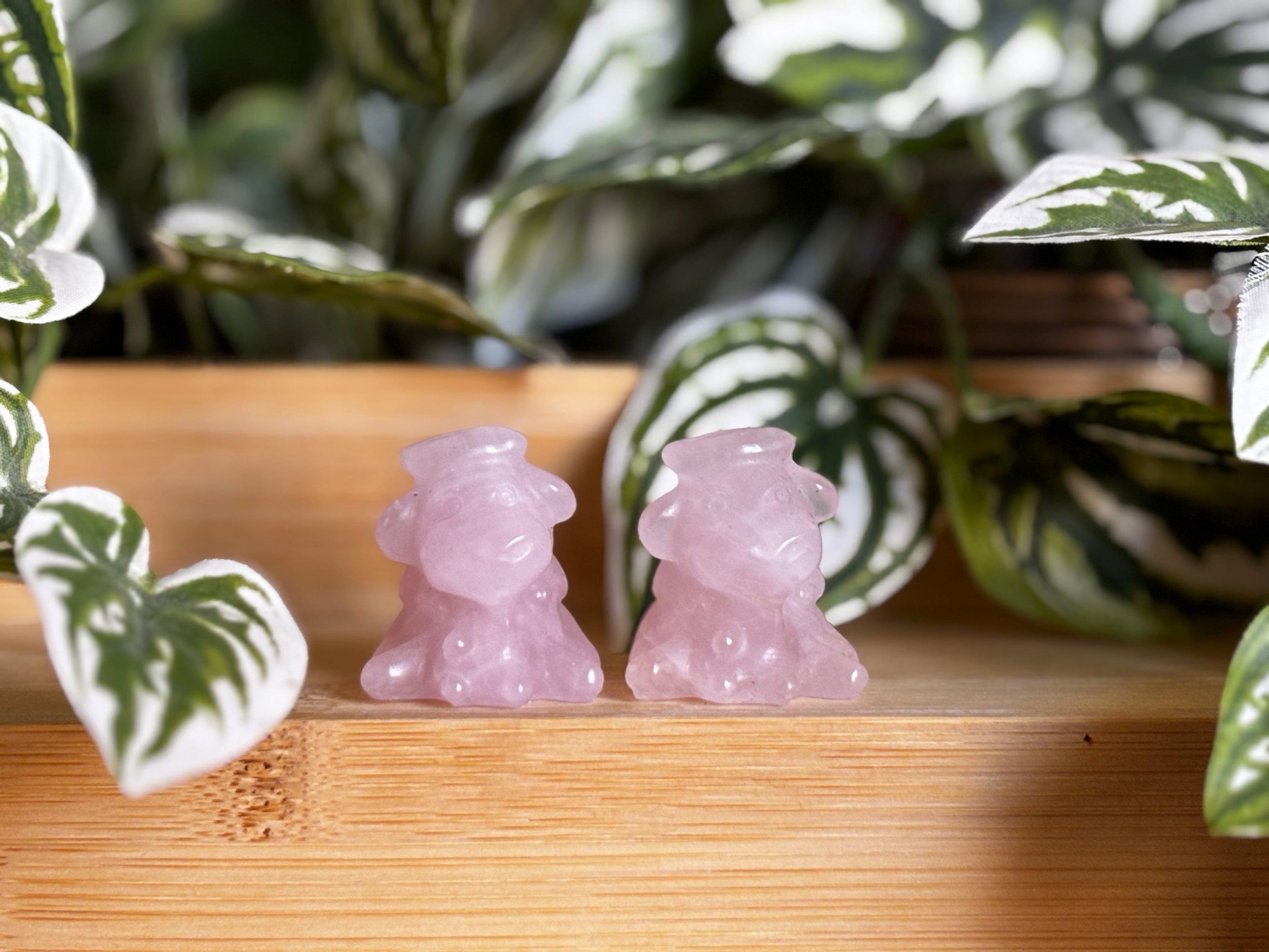 Milking Cow Carving - Rose Quartz