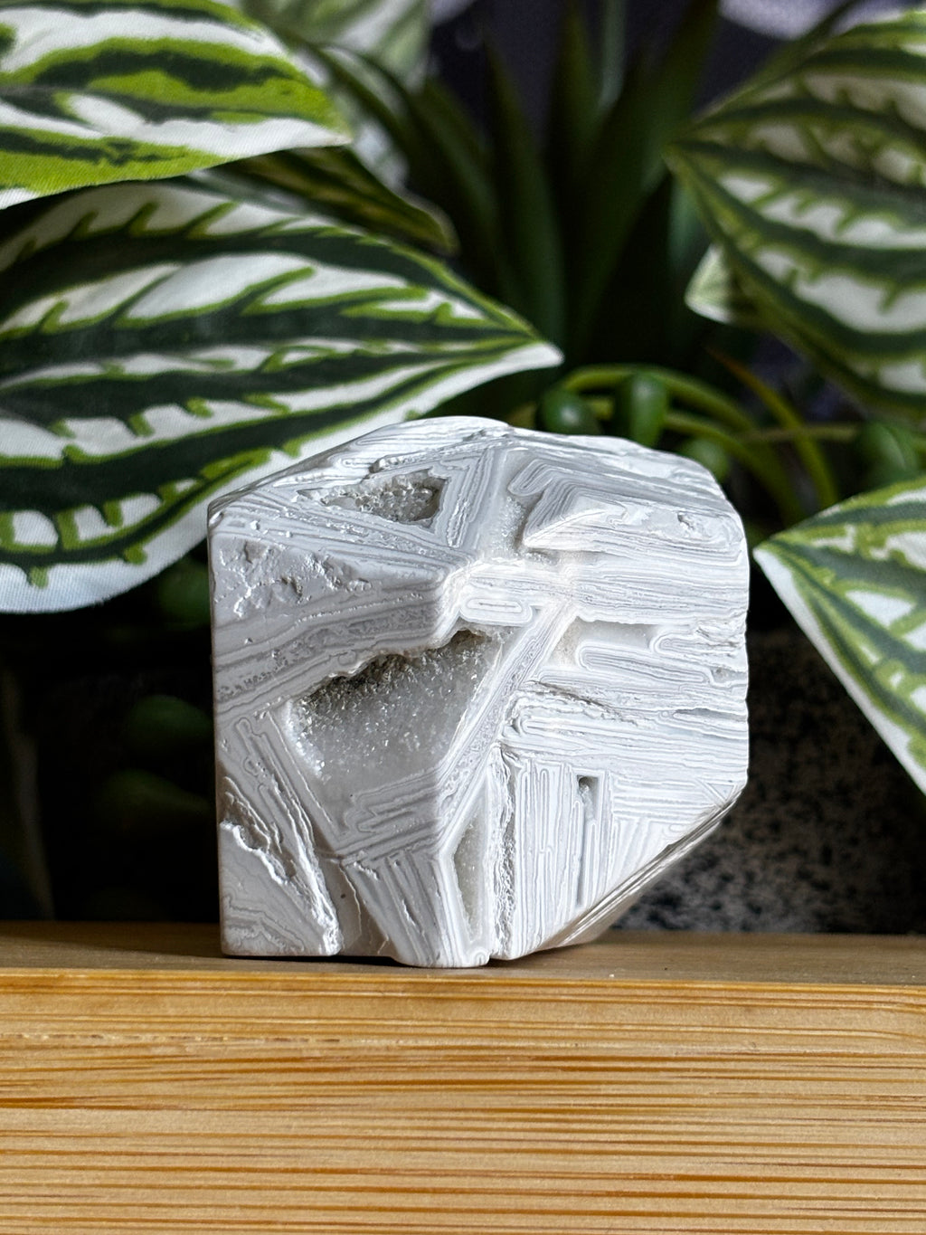 White Mexico Agate with Small Druzy