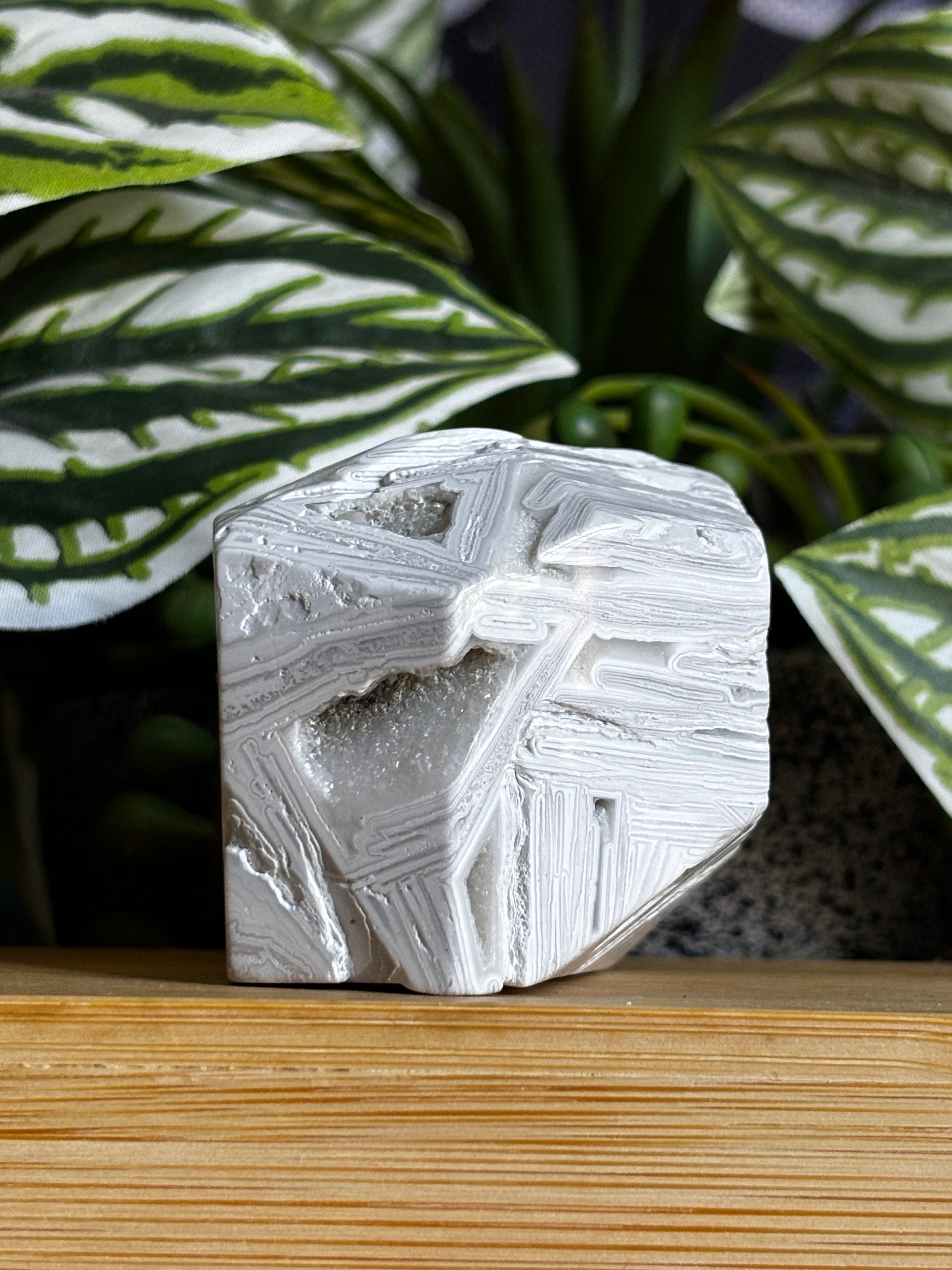 White Mexico Agate with Small Druzy