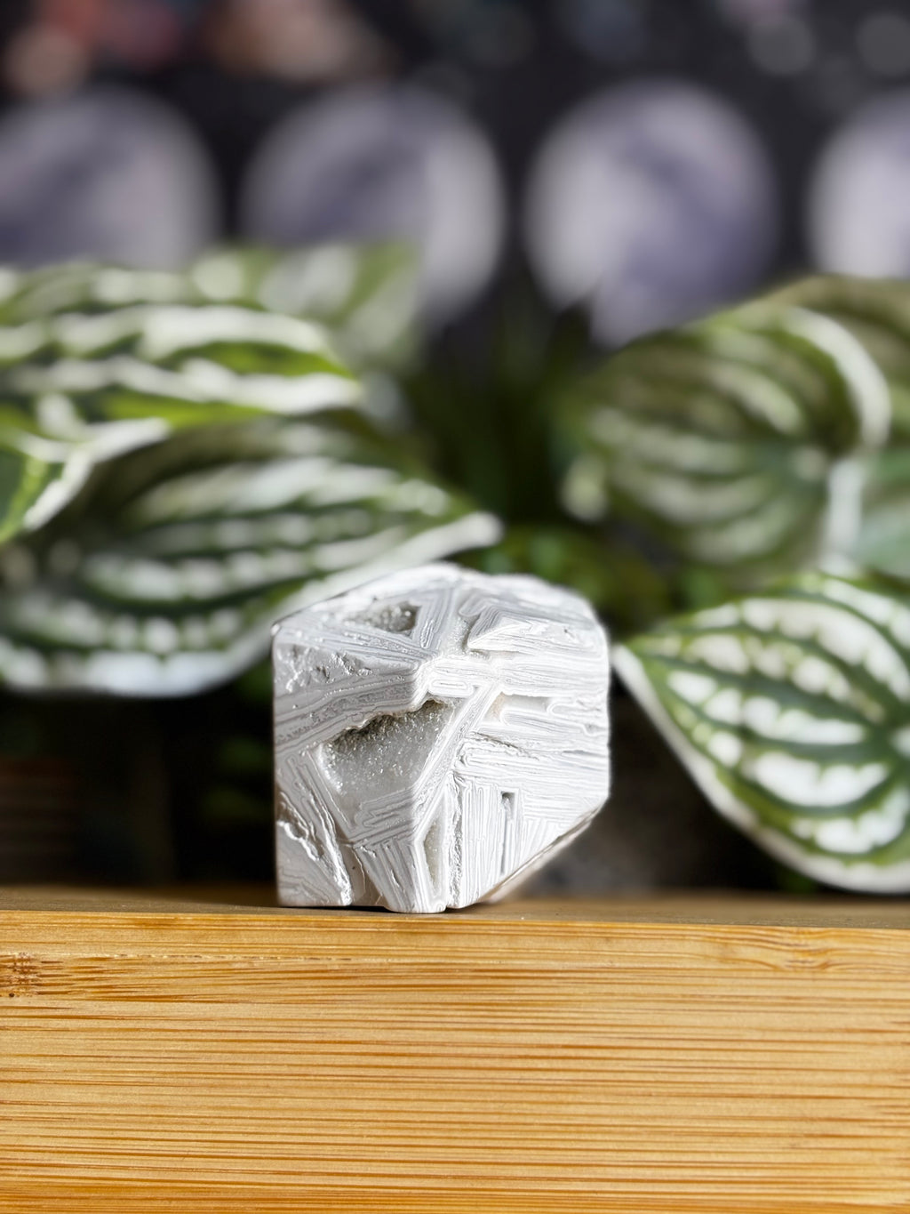 White Mexico Agate with Small Druzy