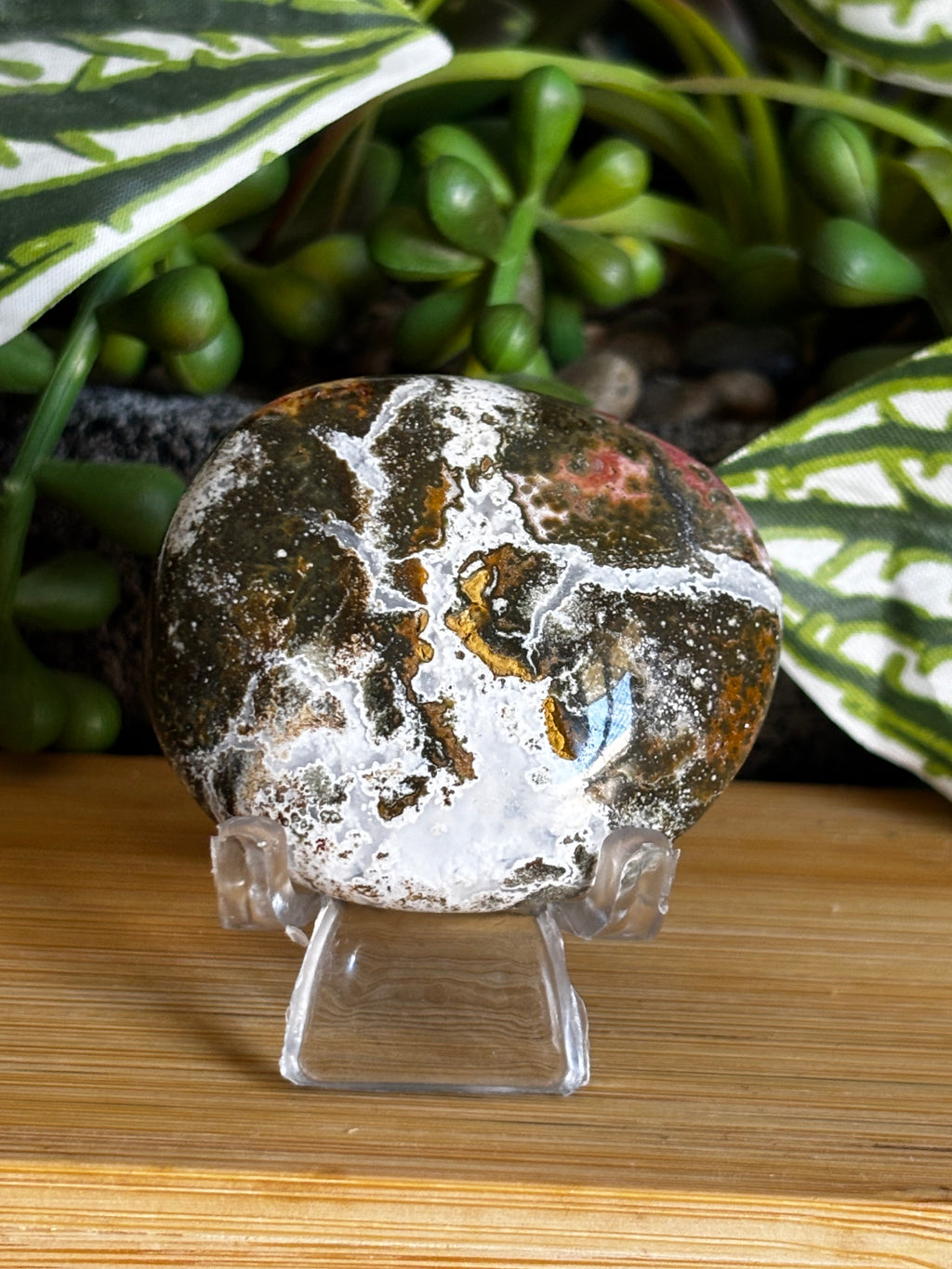 Ocean Jasper Mini Palm Stone Pink Splash