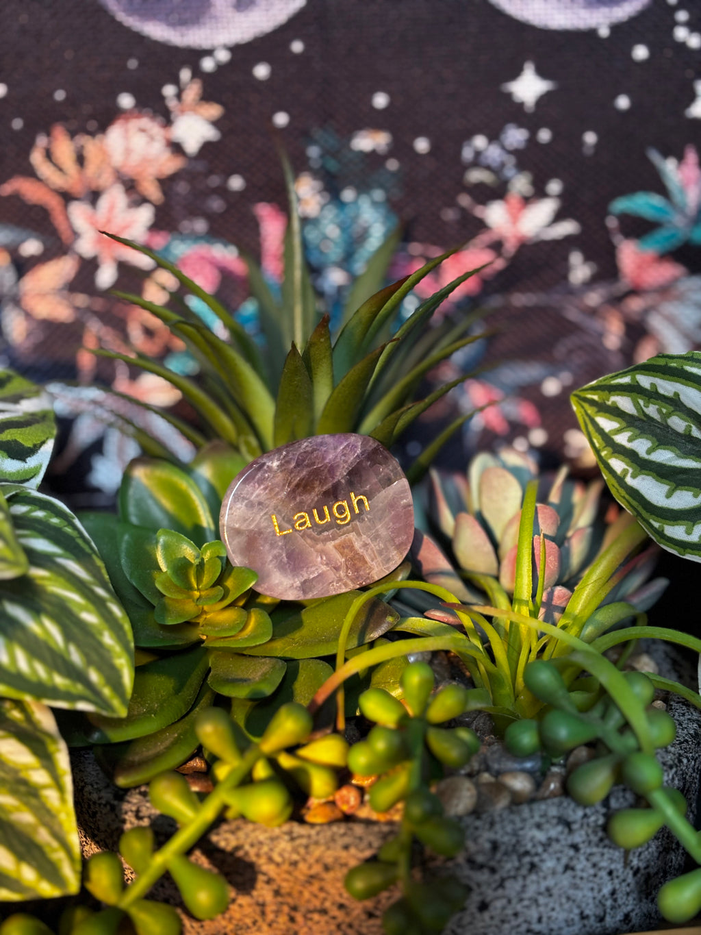 Amethyst 'Laugh' Flat Worry Stone