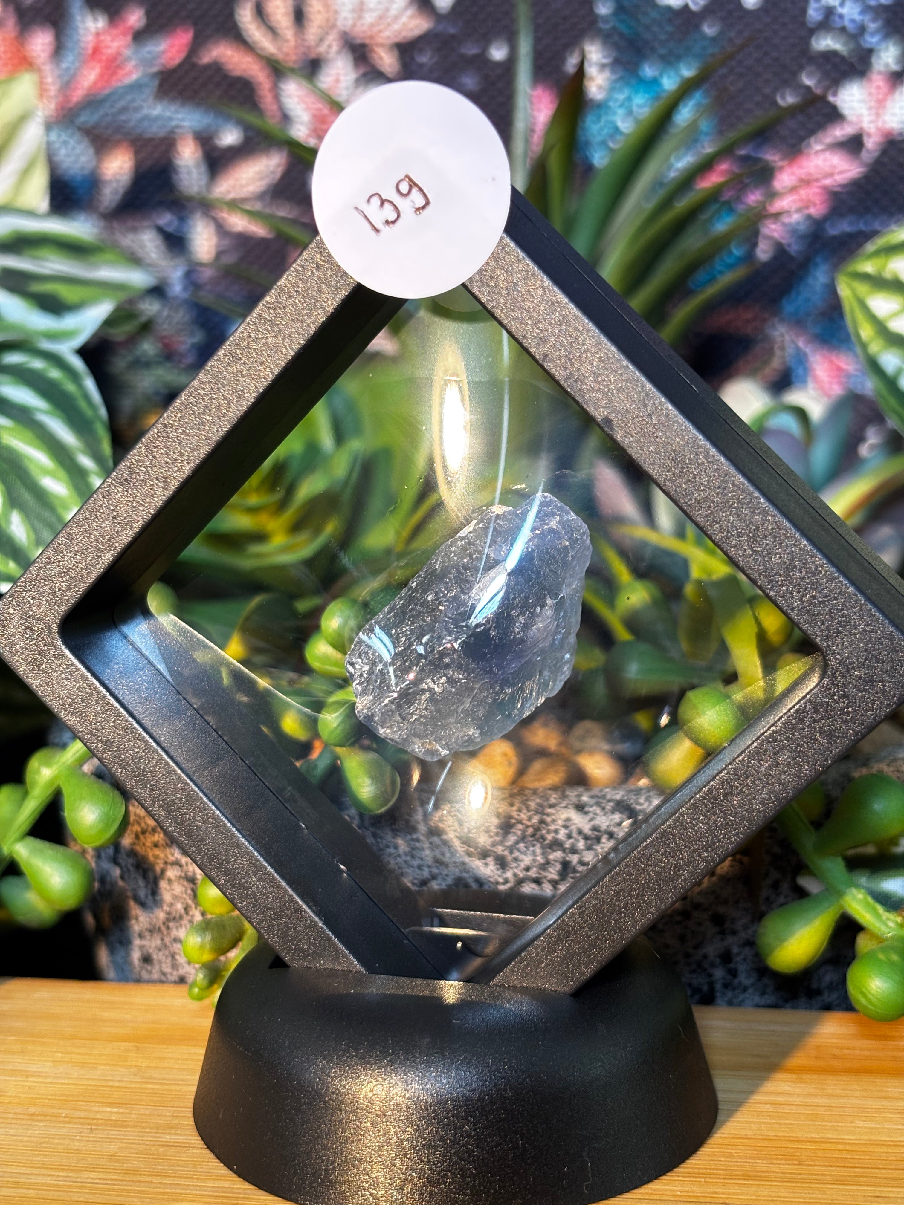 13g Fluorite Specimen in Floating Membrane Display Case