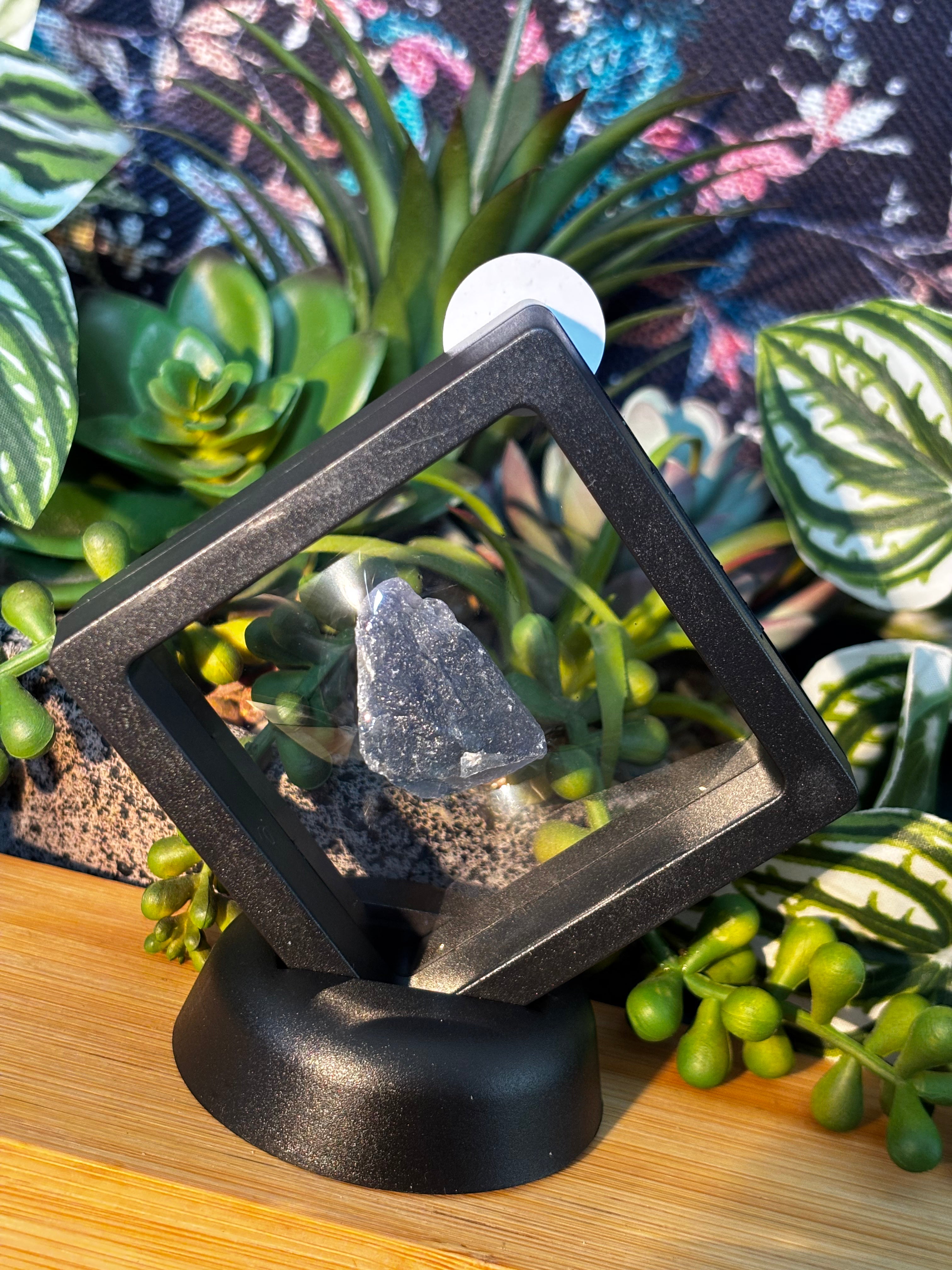 13g Fluorite Specimen in Floating Membrane Display Case