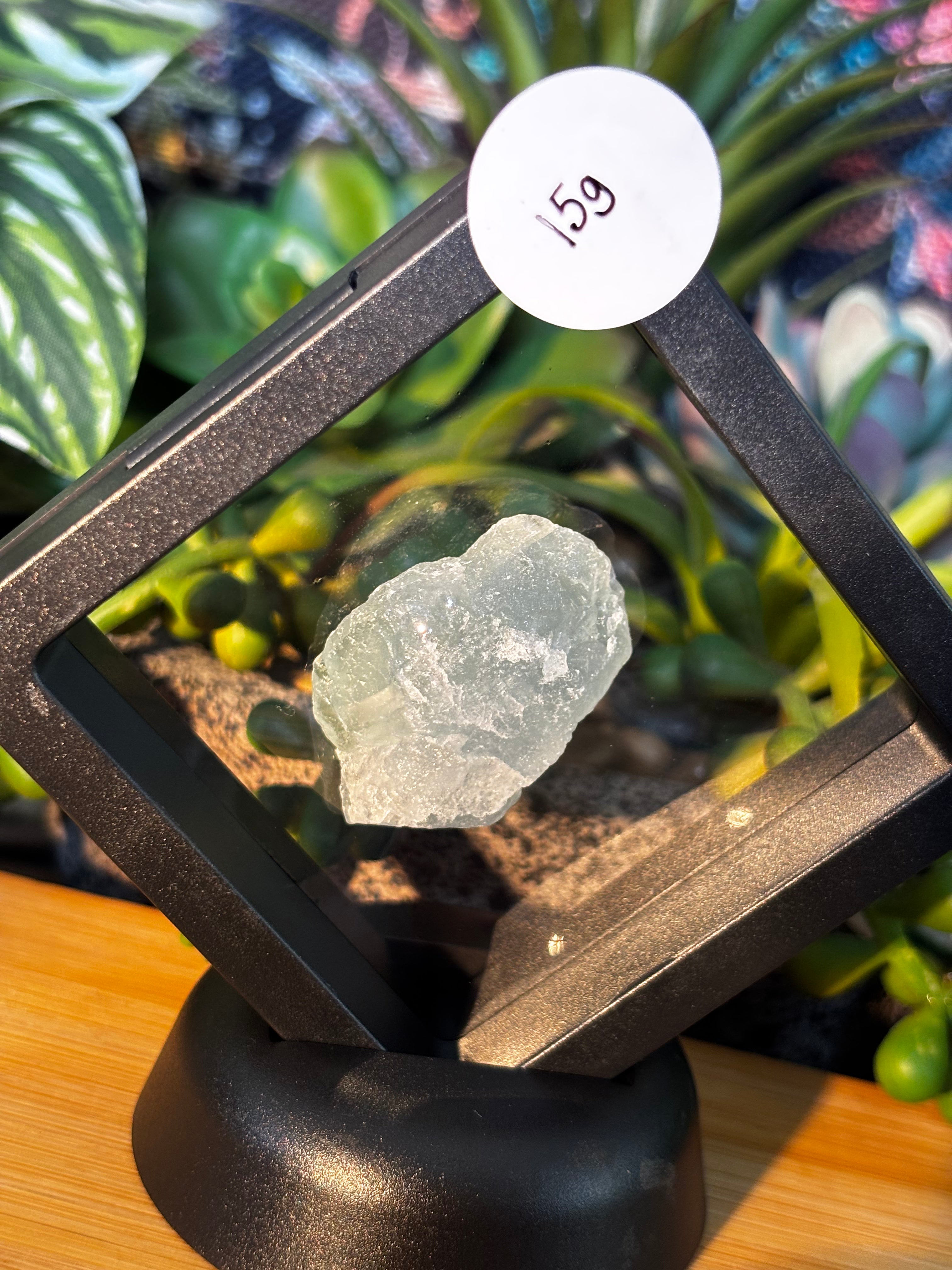 15g Fluorite Specimen in Floating Membrane Display Case