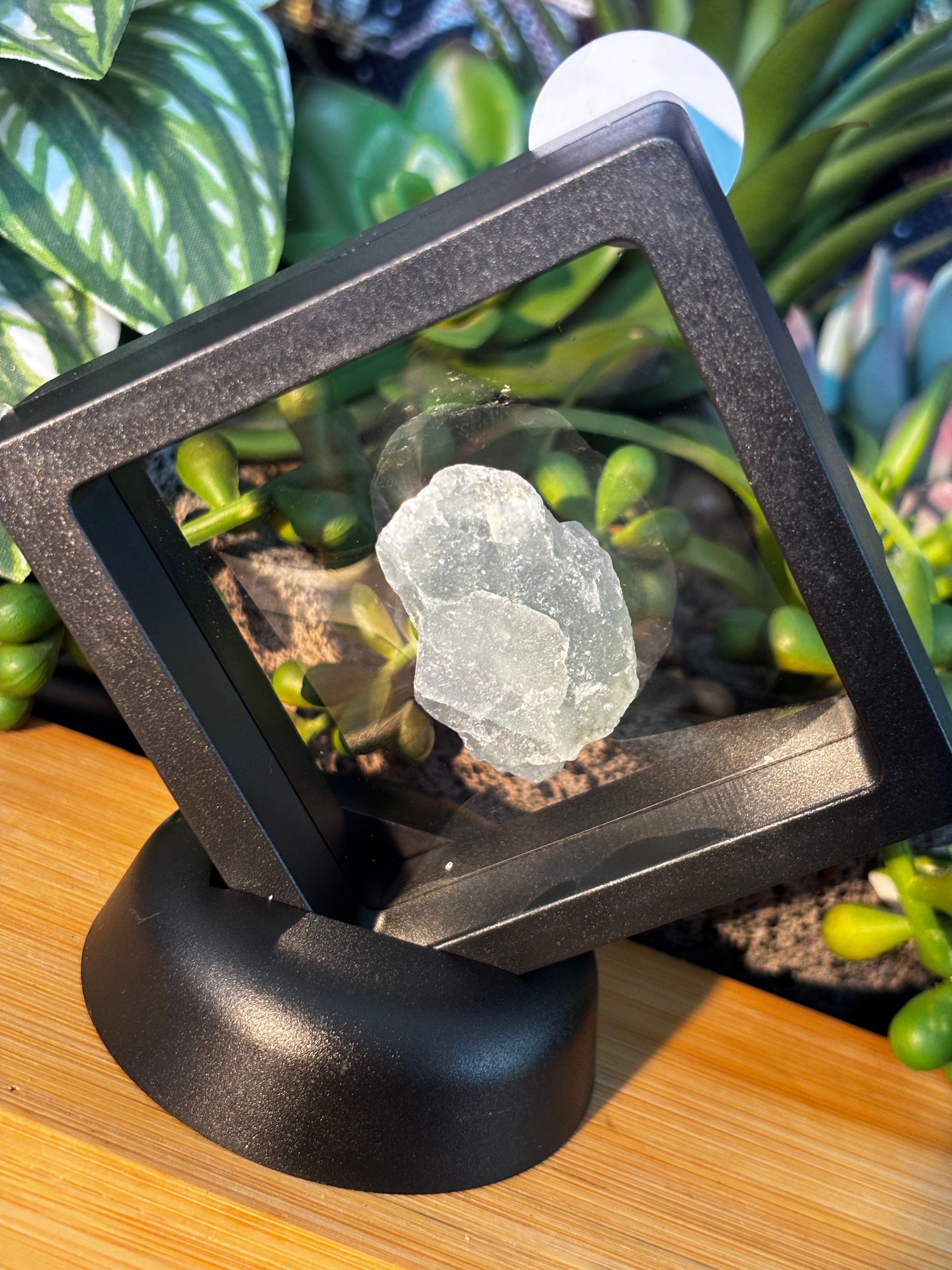 15g Fluorite Specimen in Floating Membrane Display Case