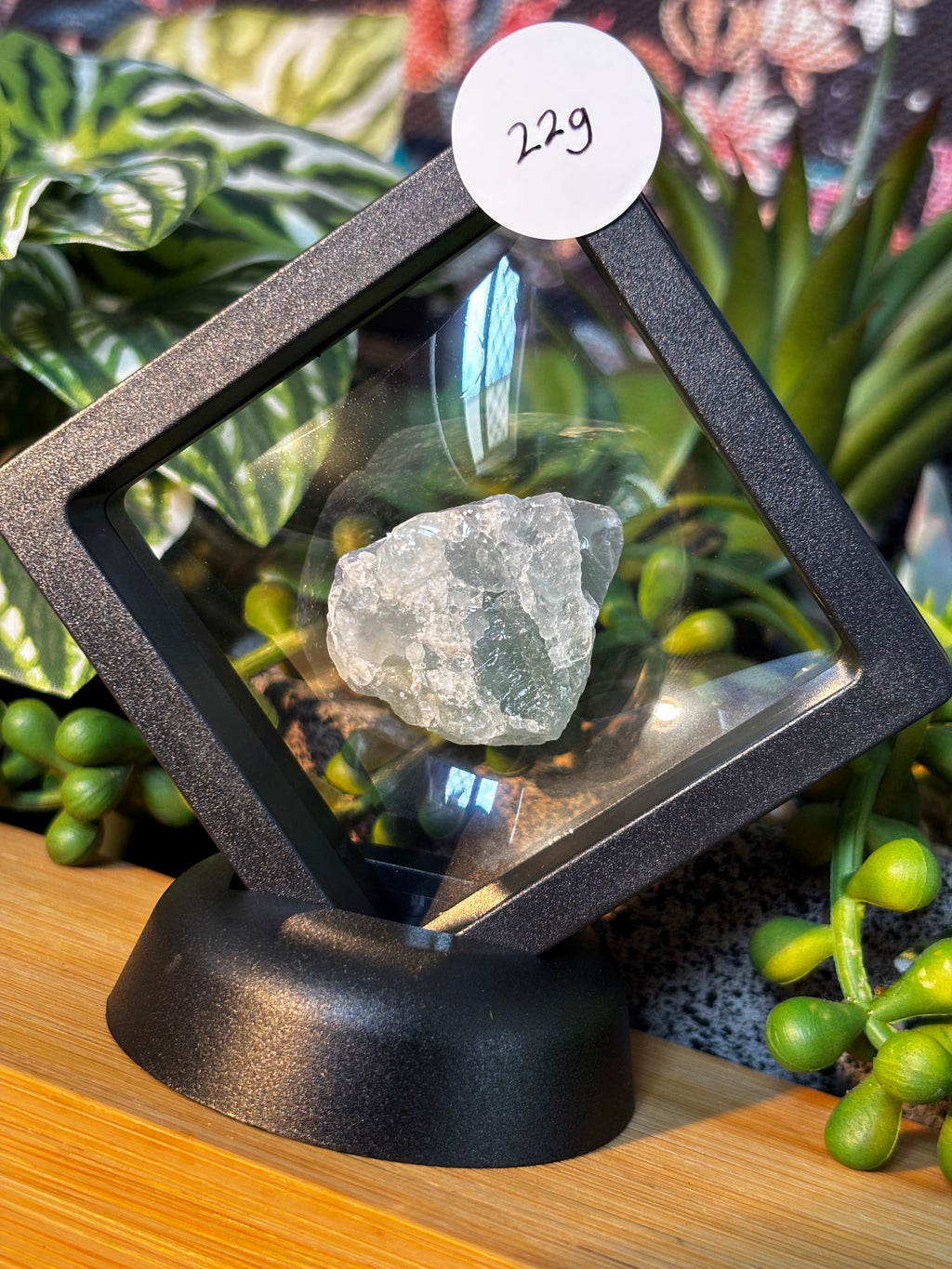 23g Fluorite Specimen in Floating Membrane Display Case