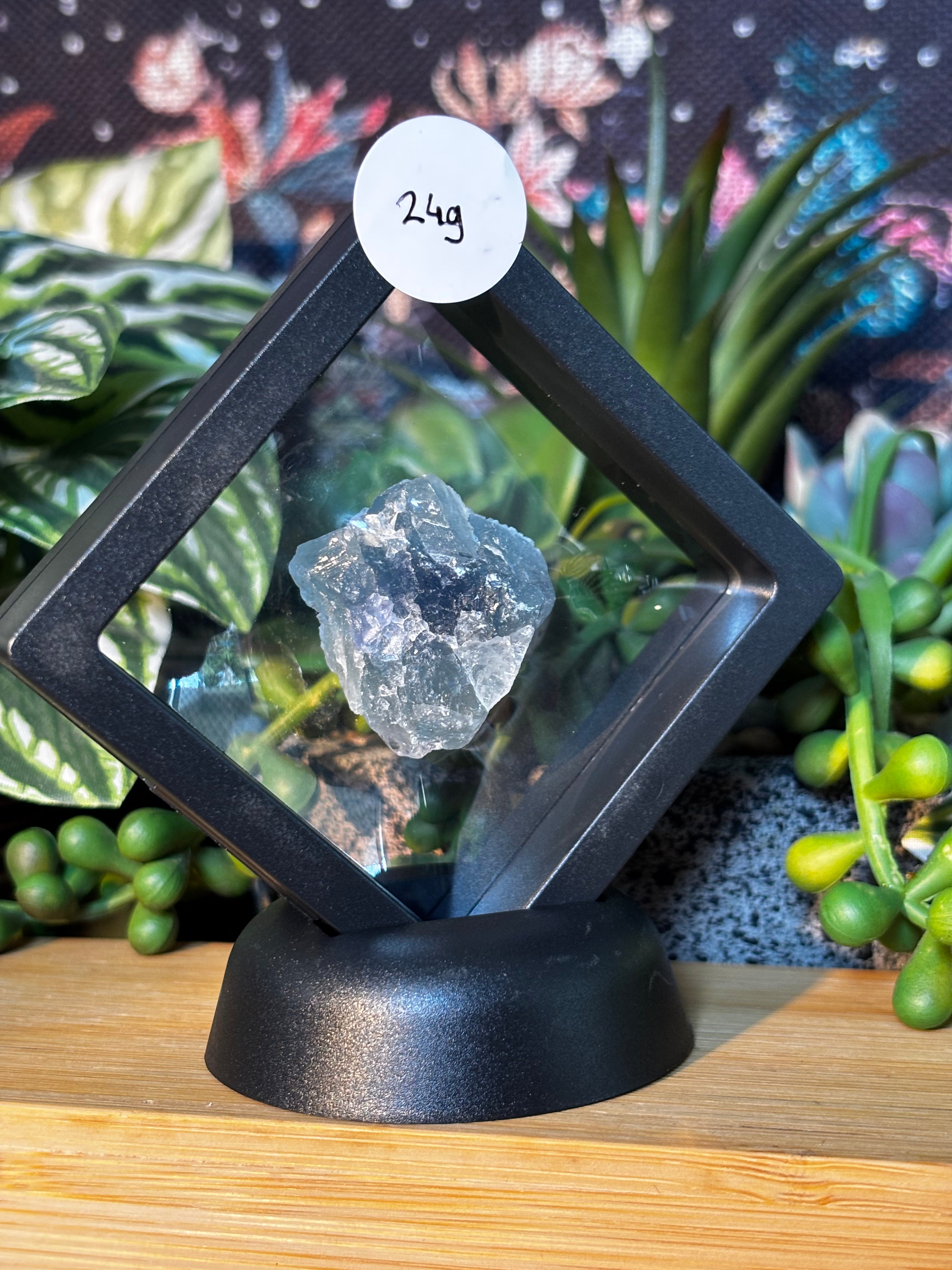 24g Fluorite Specimen in Floating Membrane Display Case