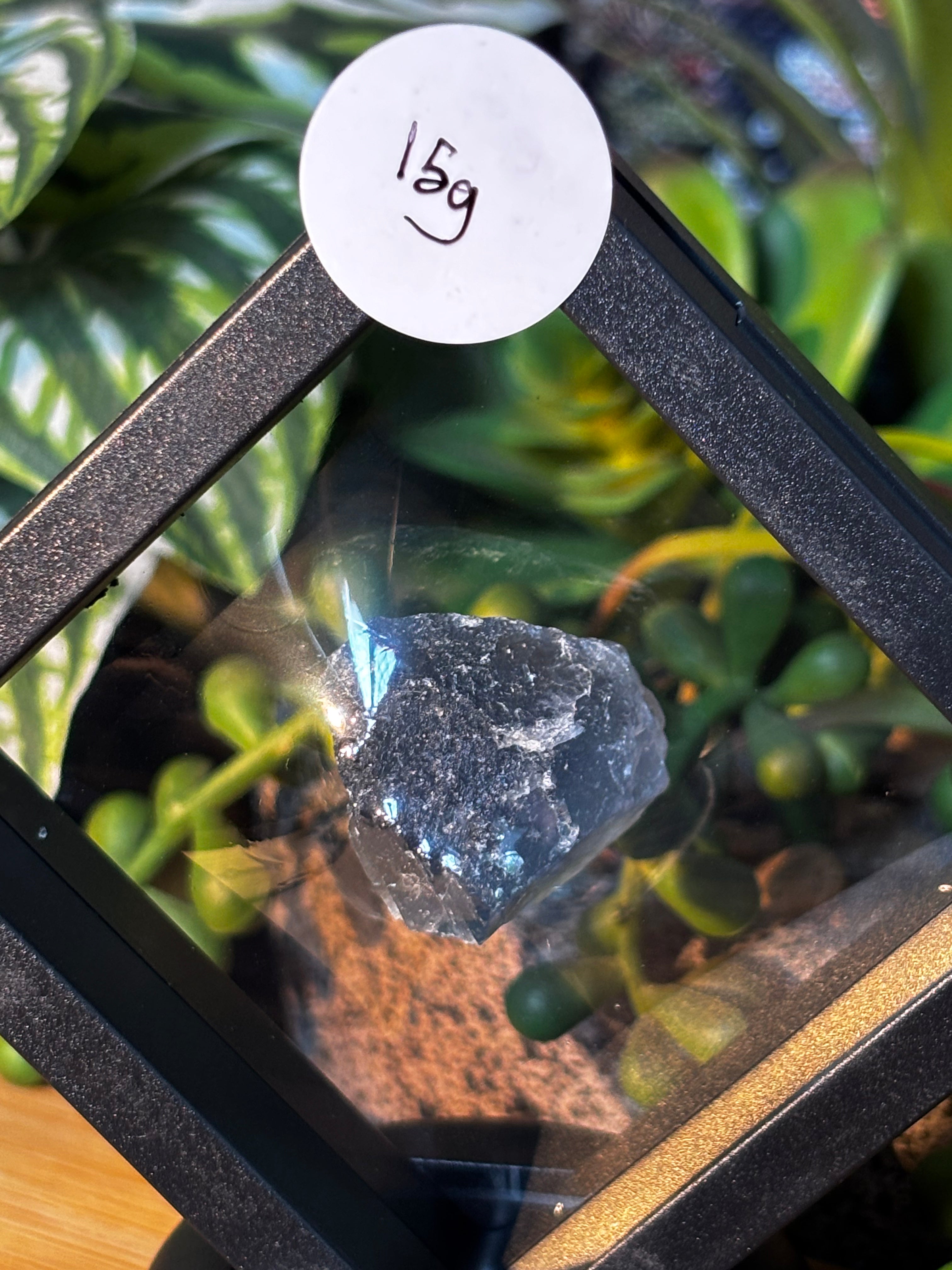 15g Fluorite Specimen in Floating Membrane Display Case