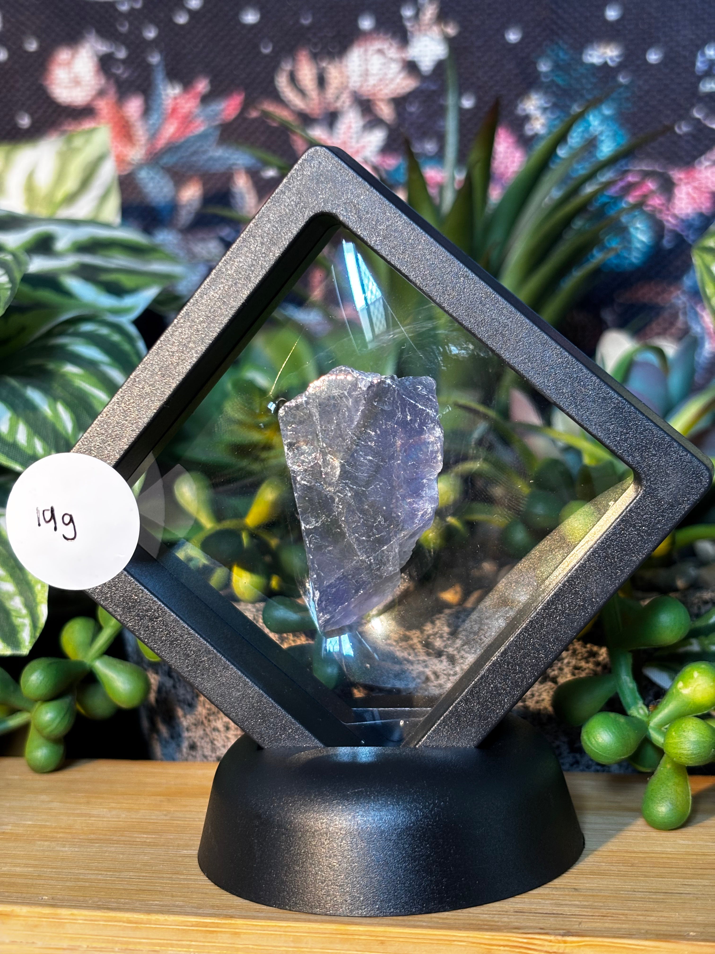 19g Fluorite Specimen in Floating Membrane Display Case