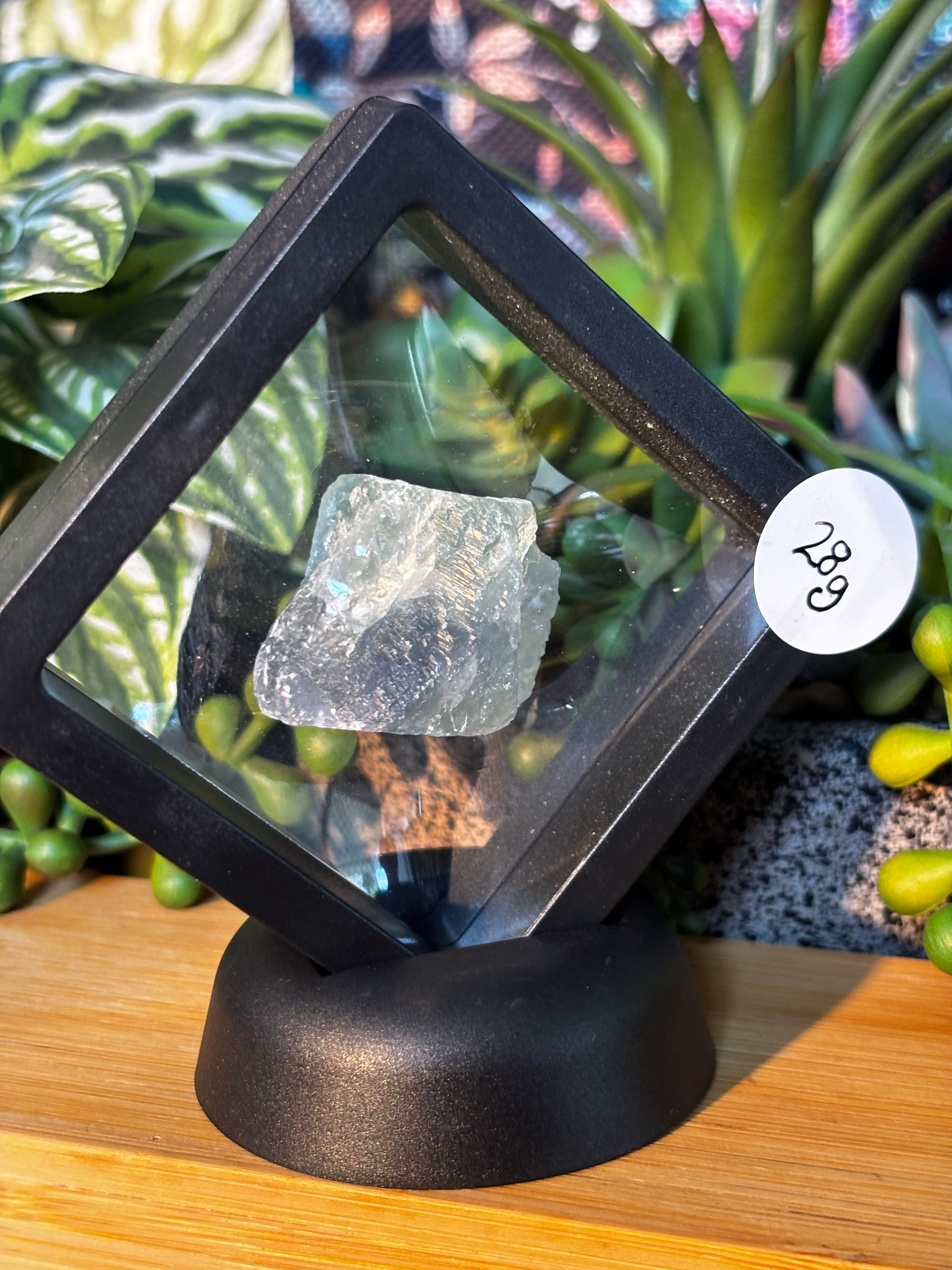 28g Fluorite Specimen in Floating Membrane Display Case