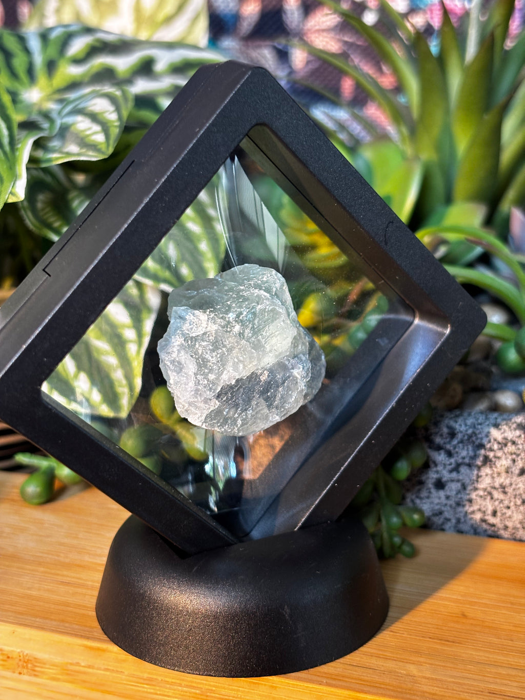 28g Fluorite Specimen in Floating Membrane Display Case