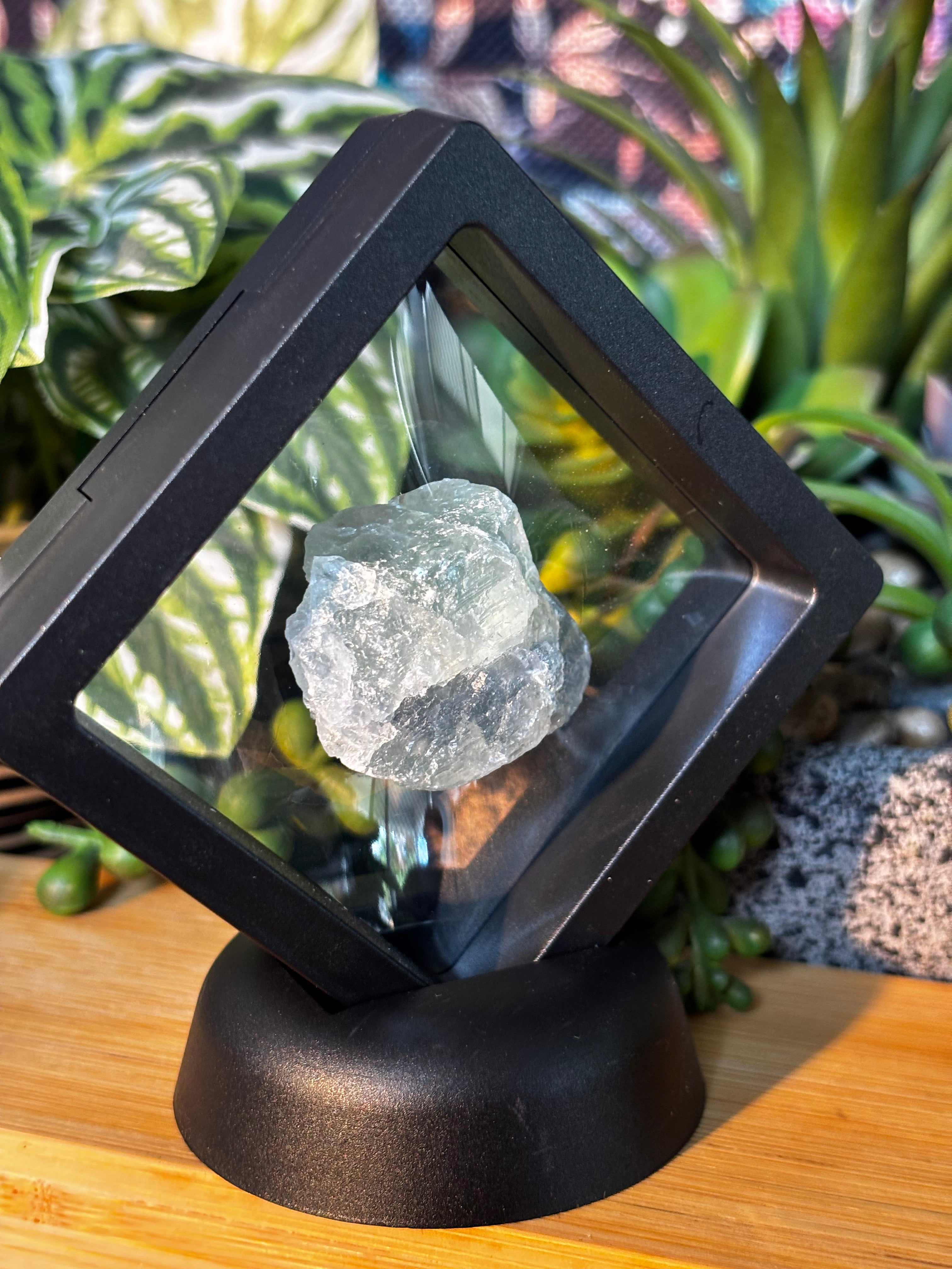 28g Fluorite Specimen in Floating Membrane Display Case