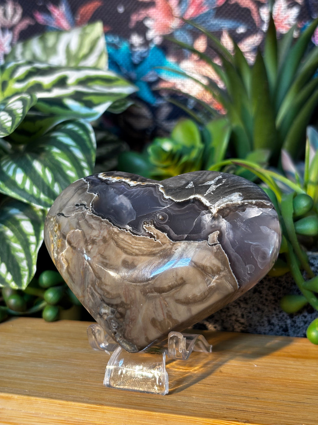 Volcano Agate Puff Heart