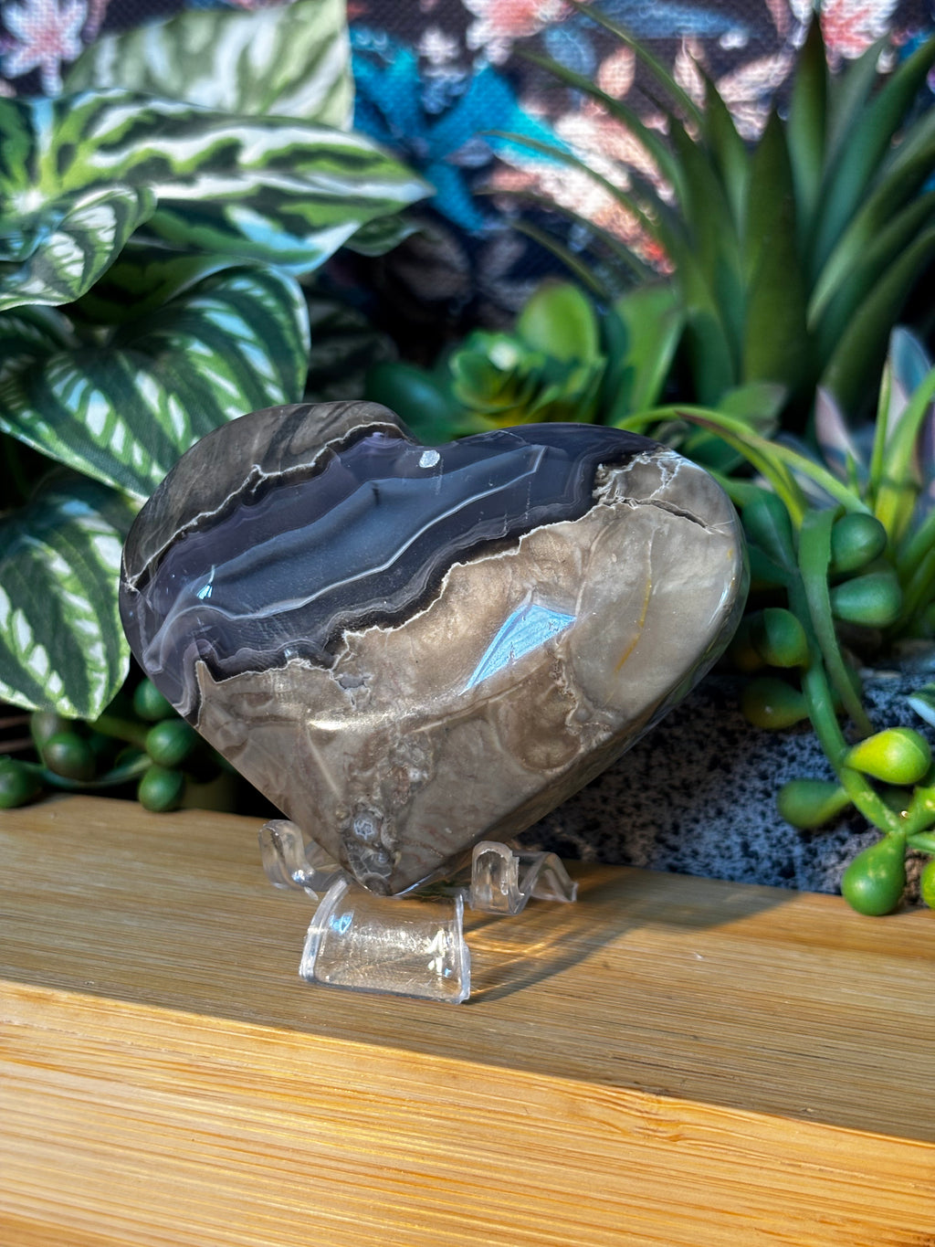 Volcano Agate Puff Heart