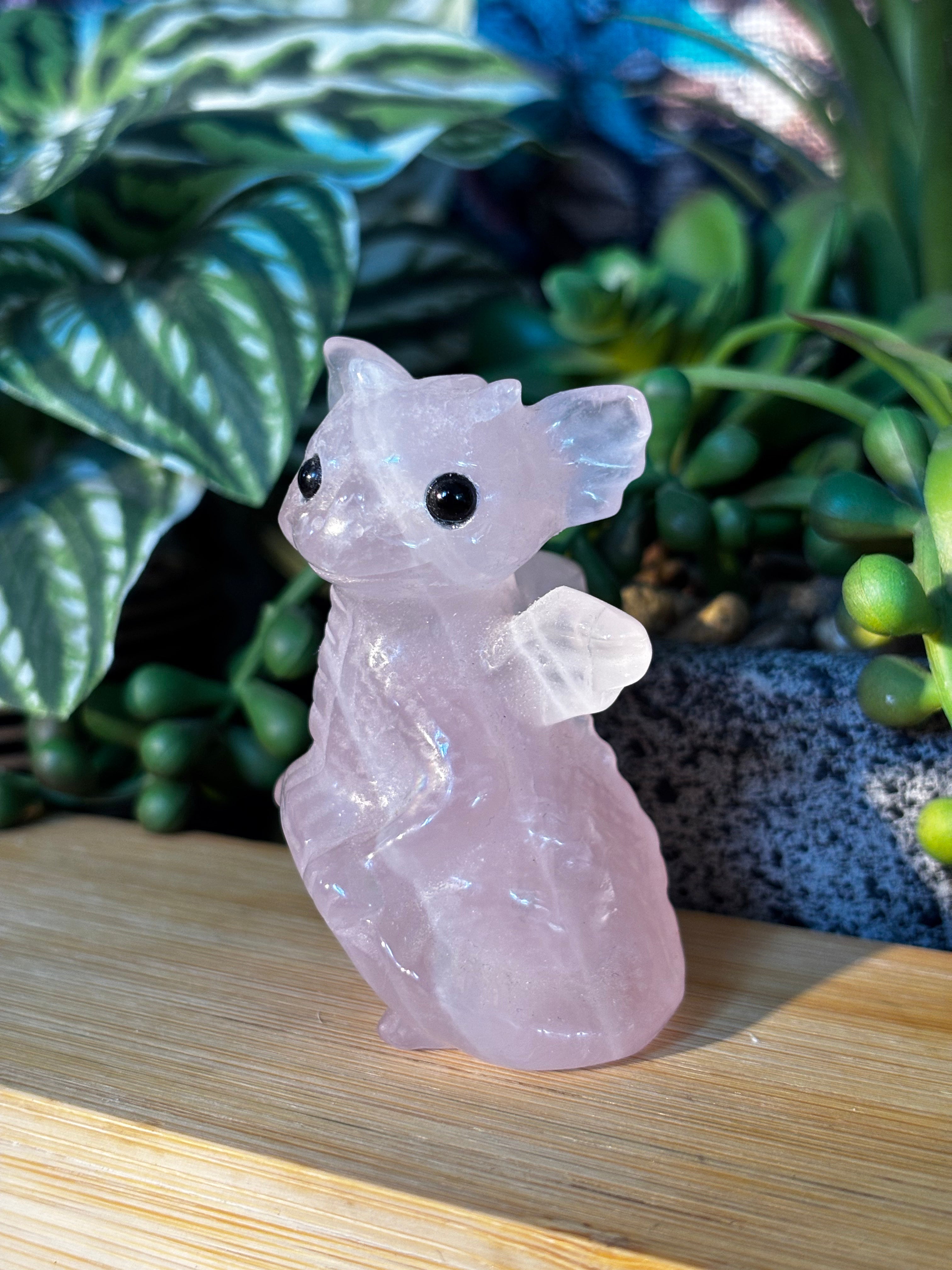 Rose Quartz Dragon Carving