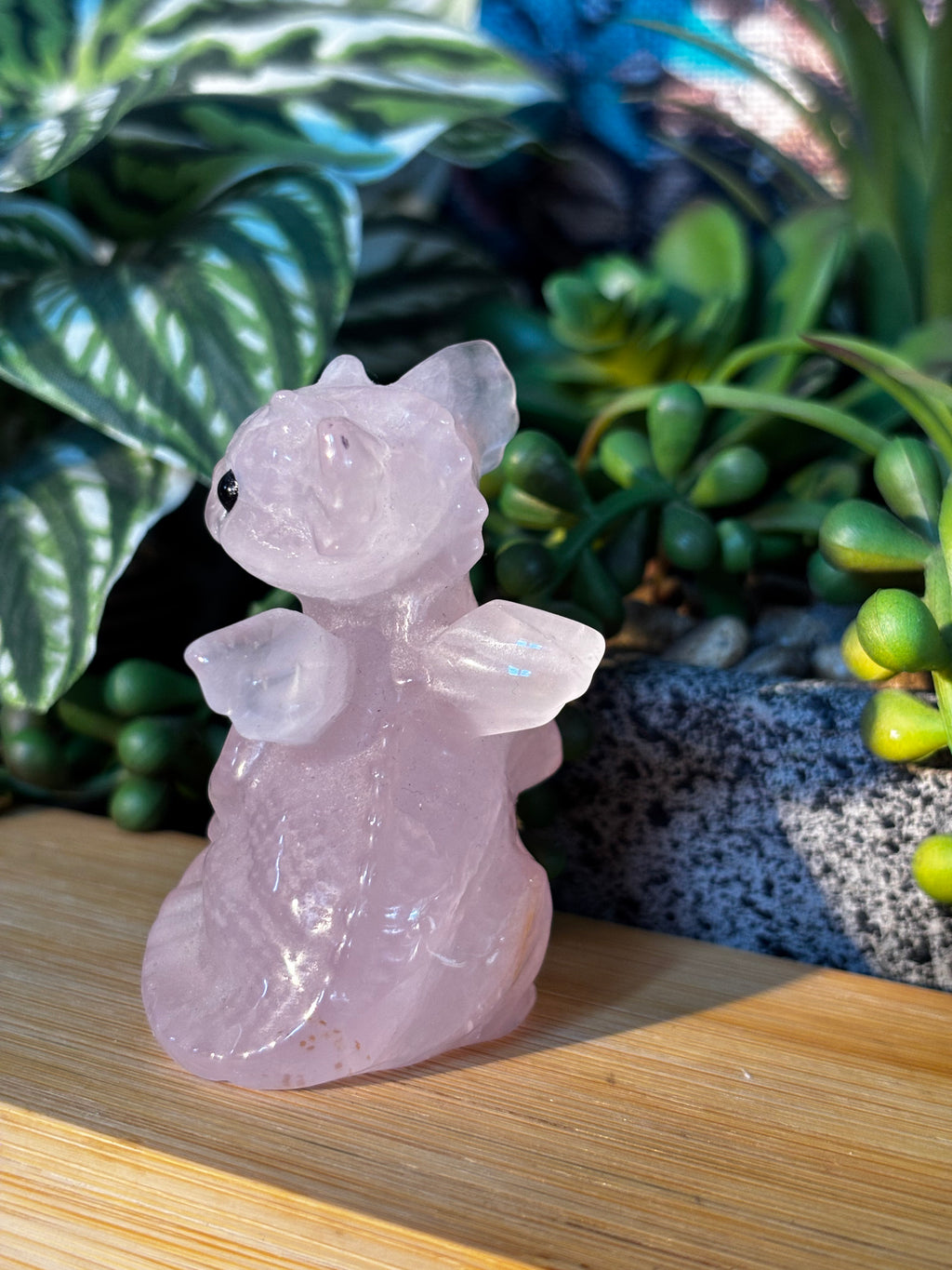 Rose Quartz Dragon Carving