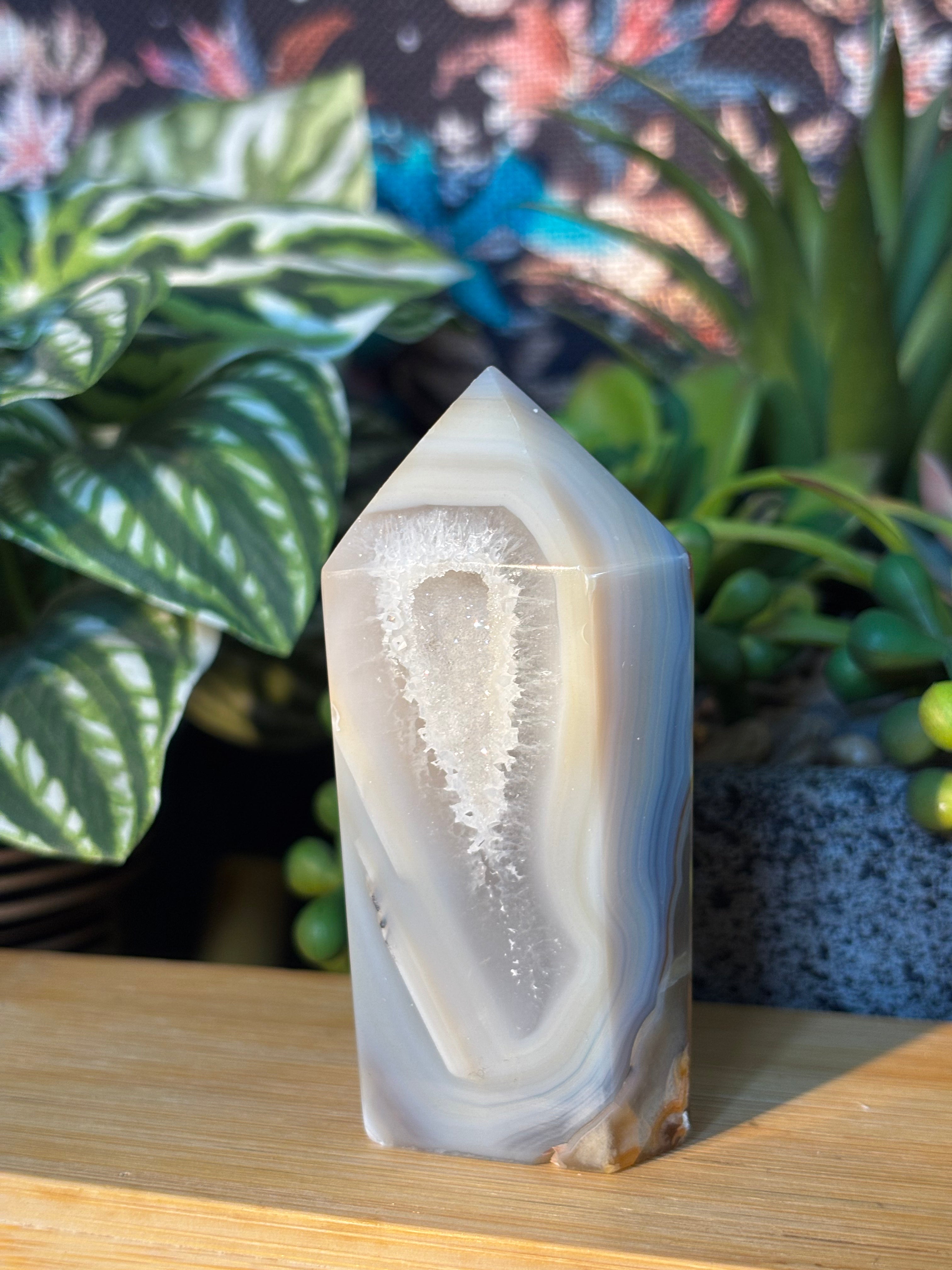 Agate Obelisk w/ Druzy