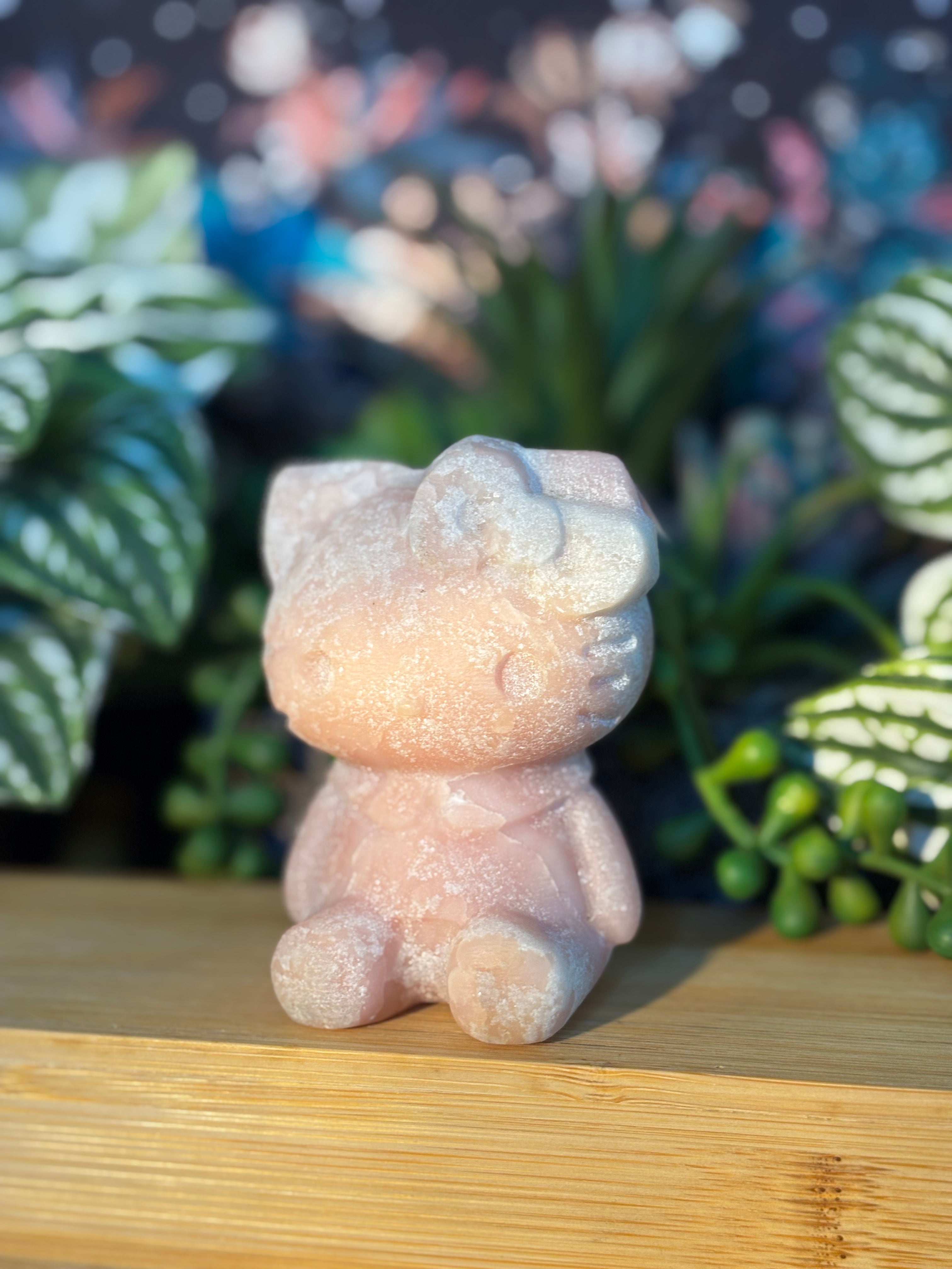 Pink Opal Hello Kitty Carving