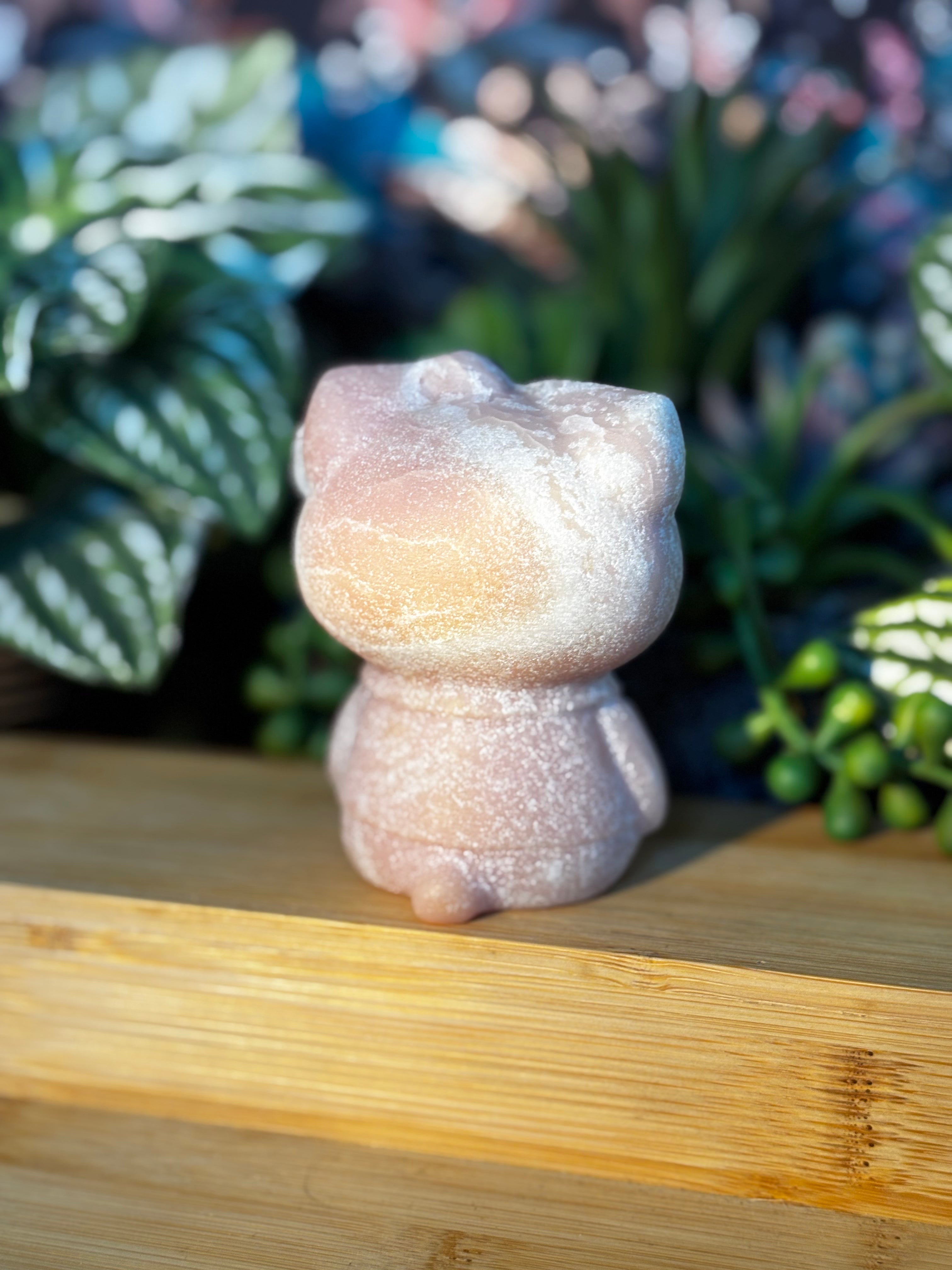 Pink Opal Hello Kitty Carving
