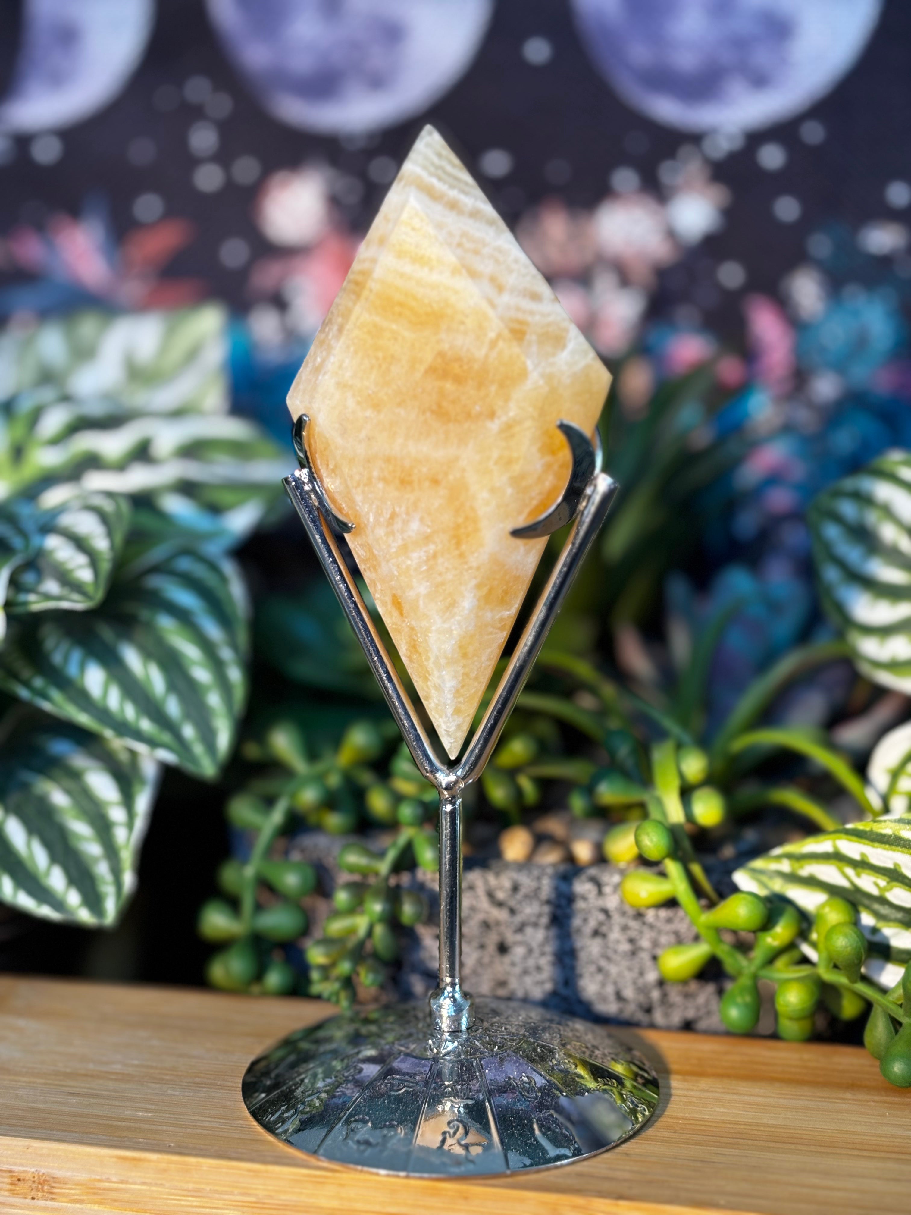 Orange Banded Calcite Diamond w/ Stand