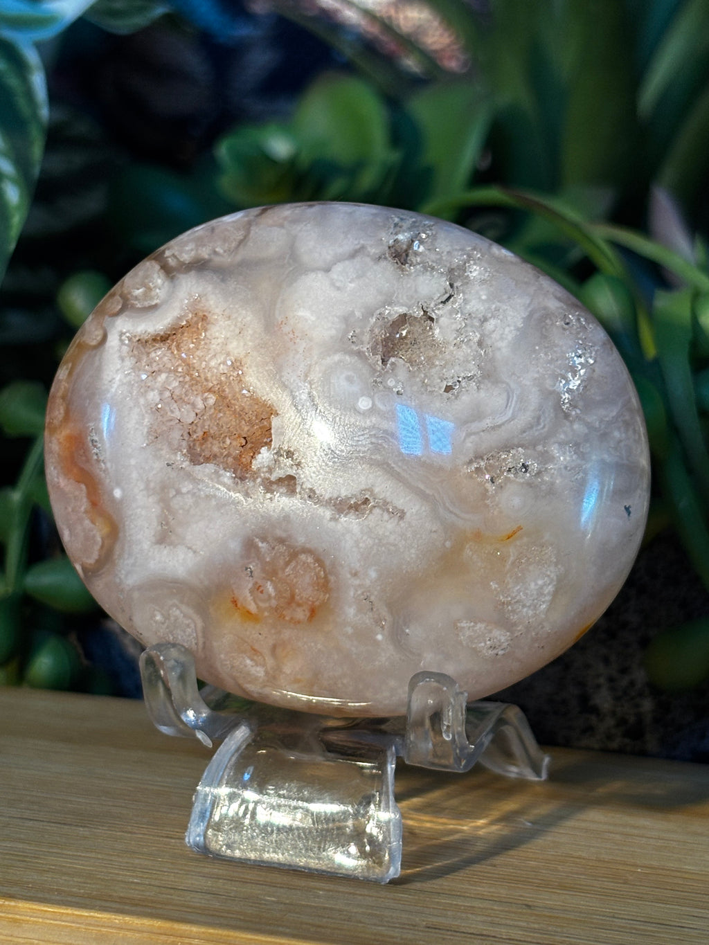 Druzy Pink Amethyst Flower Agate Palm Stone