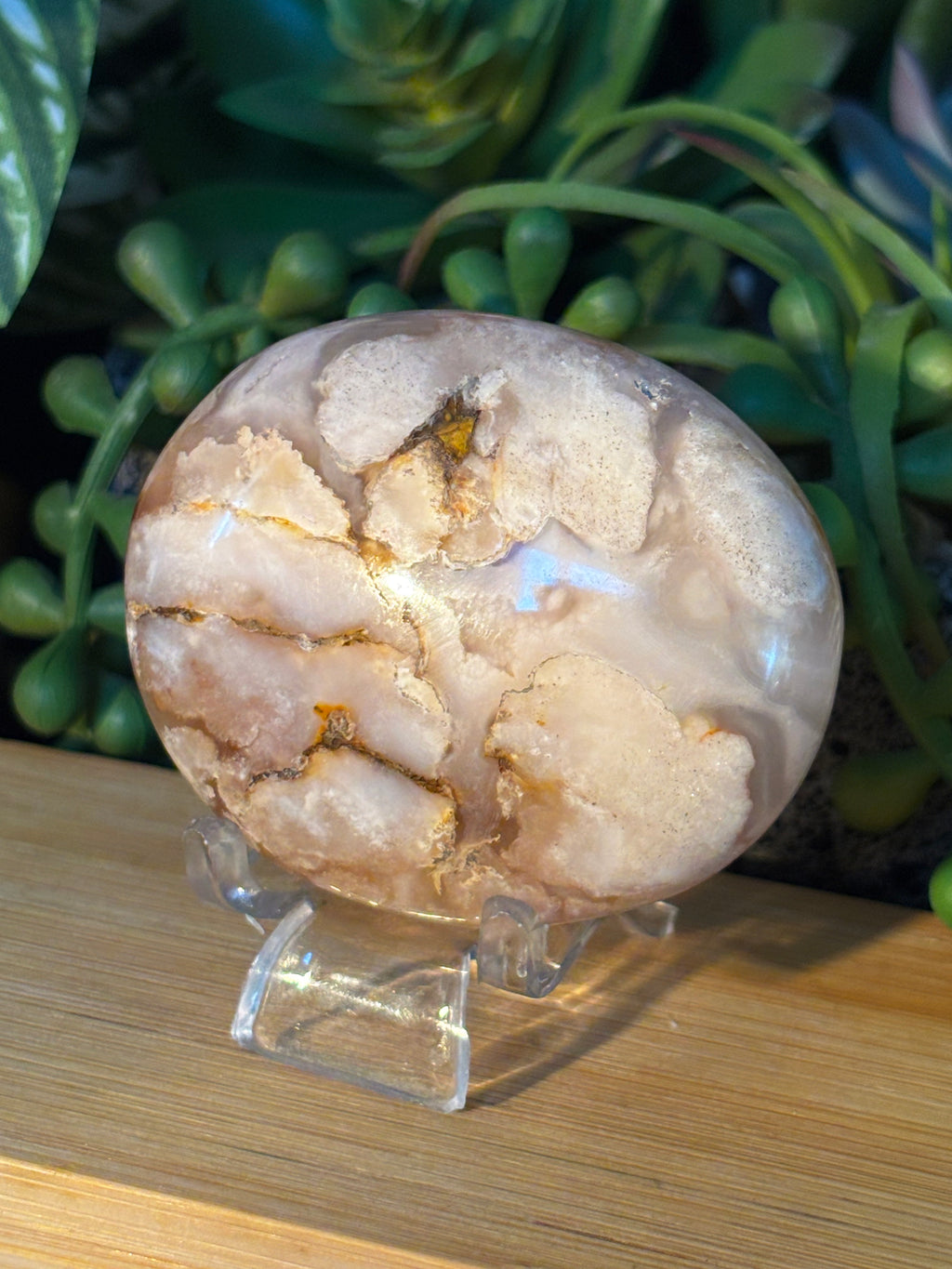 Druzy Pink Amethyst Flower Agate Palm Stone