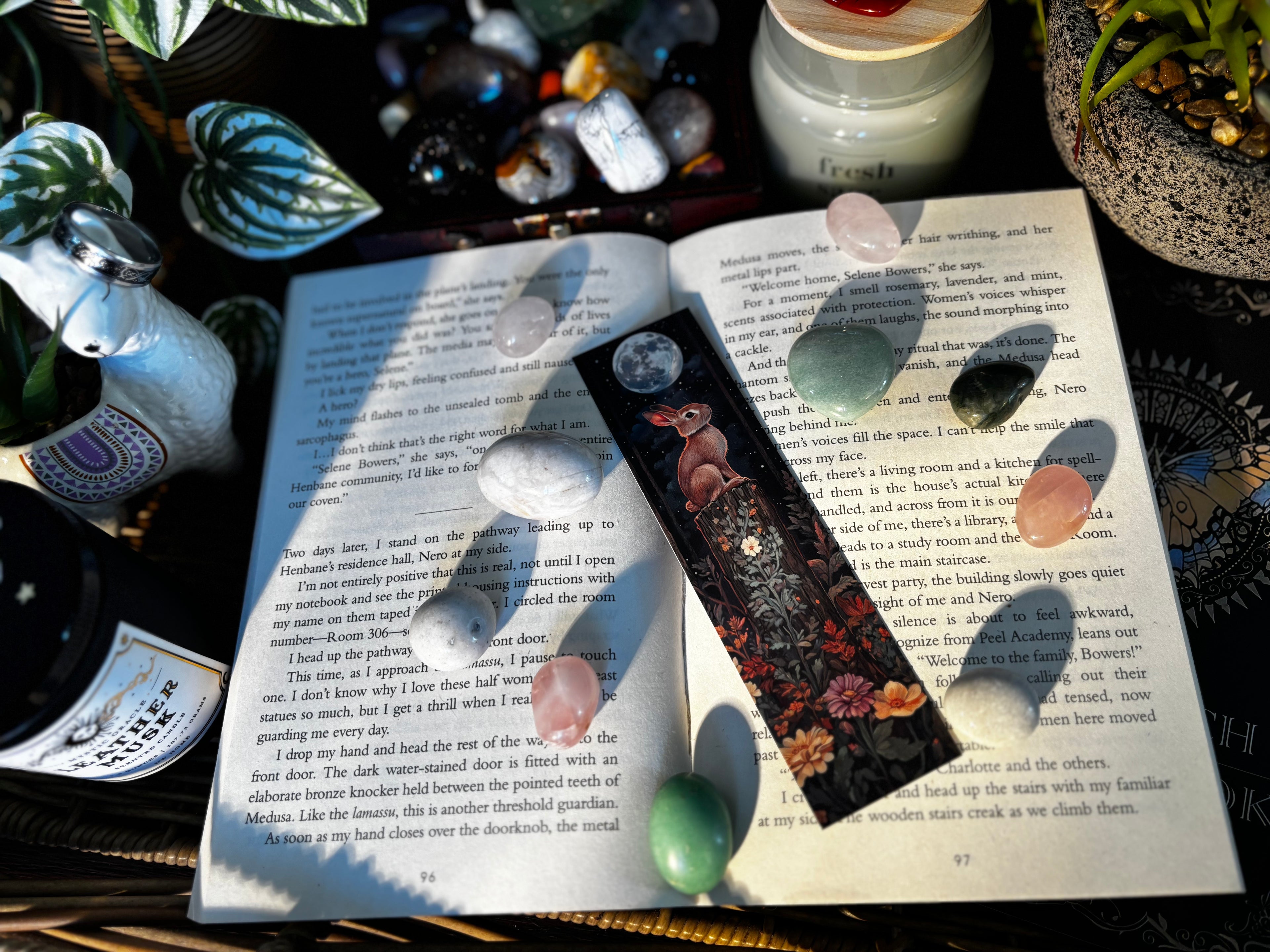 Moonlight Flower Rabbit Bookmark