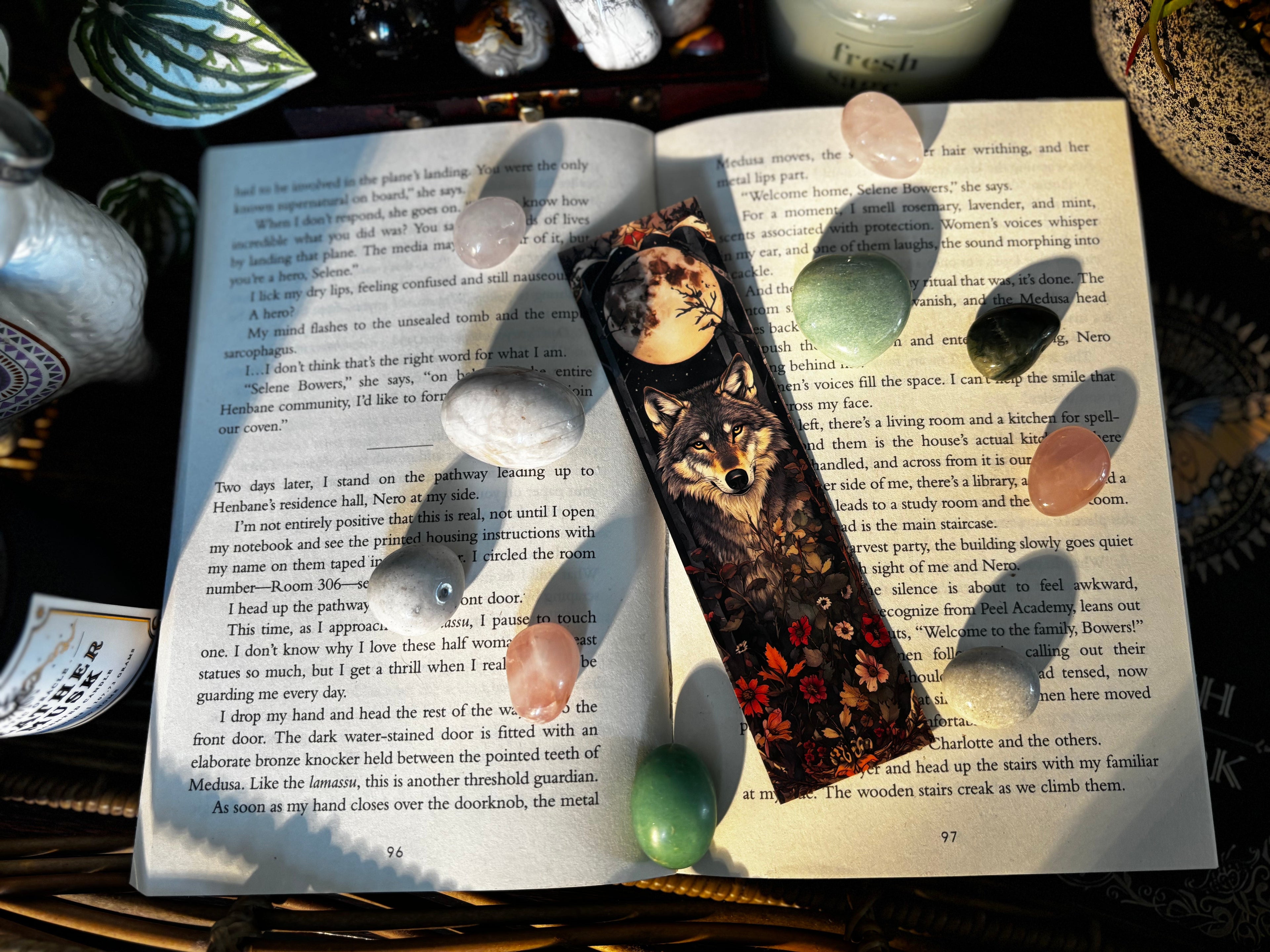 Floral Forest Wolf Bookmark
